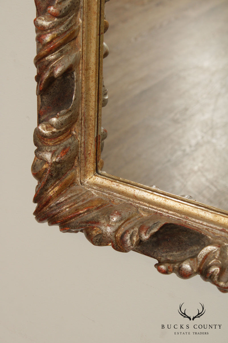 Neoclassical Style Silver Gold Carved Wall Mirror