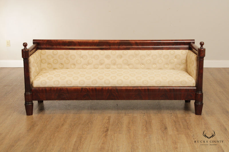 Antique American Classical Style Mahogany Box Sofa or Settee