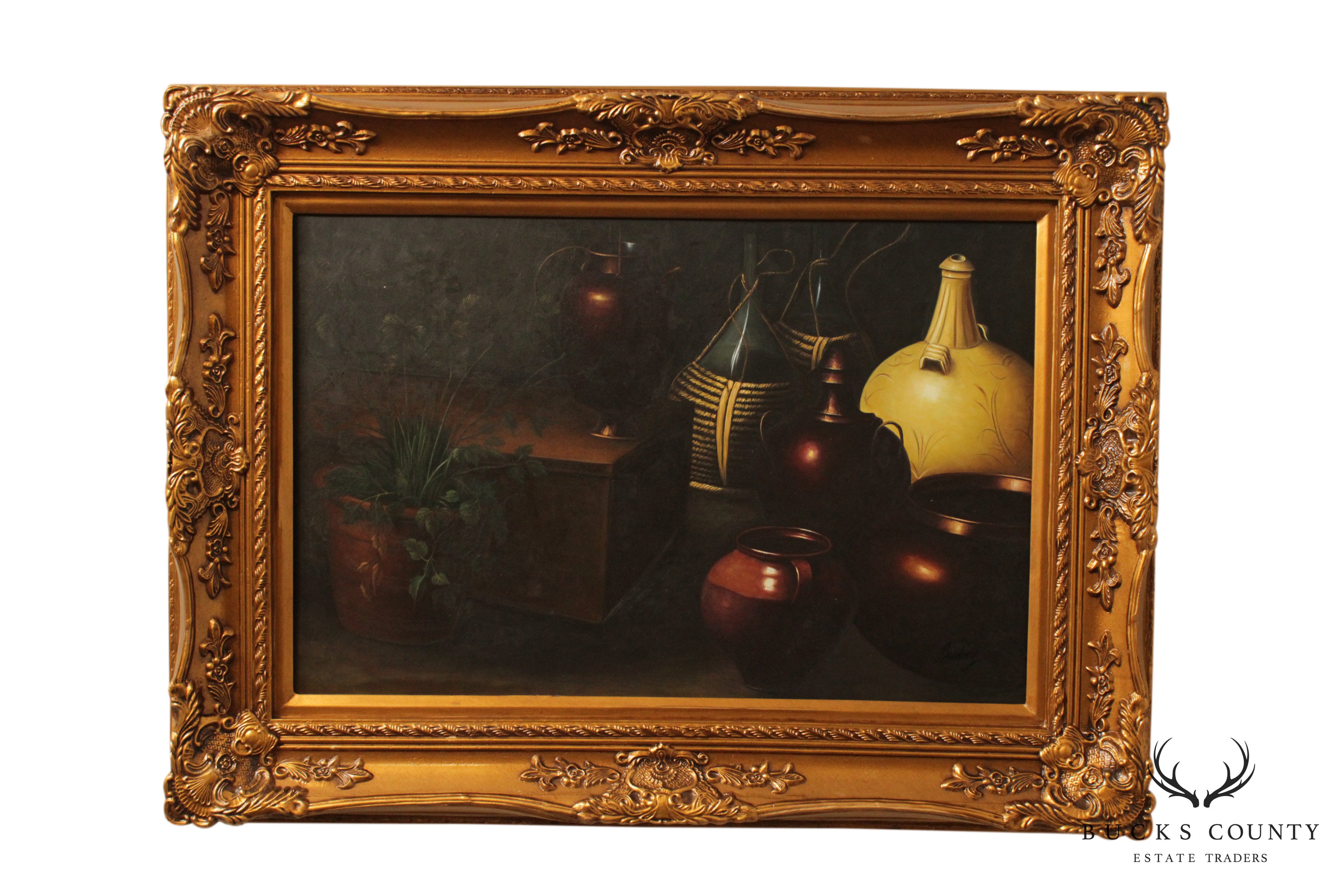 Graceful Art Framed Still Life Oil Painting on Canvas