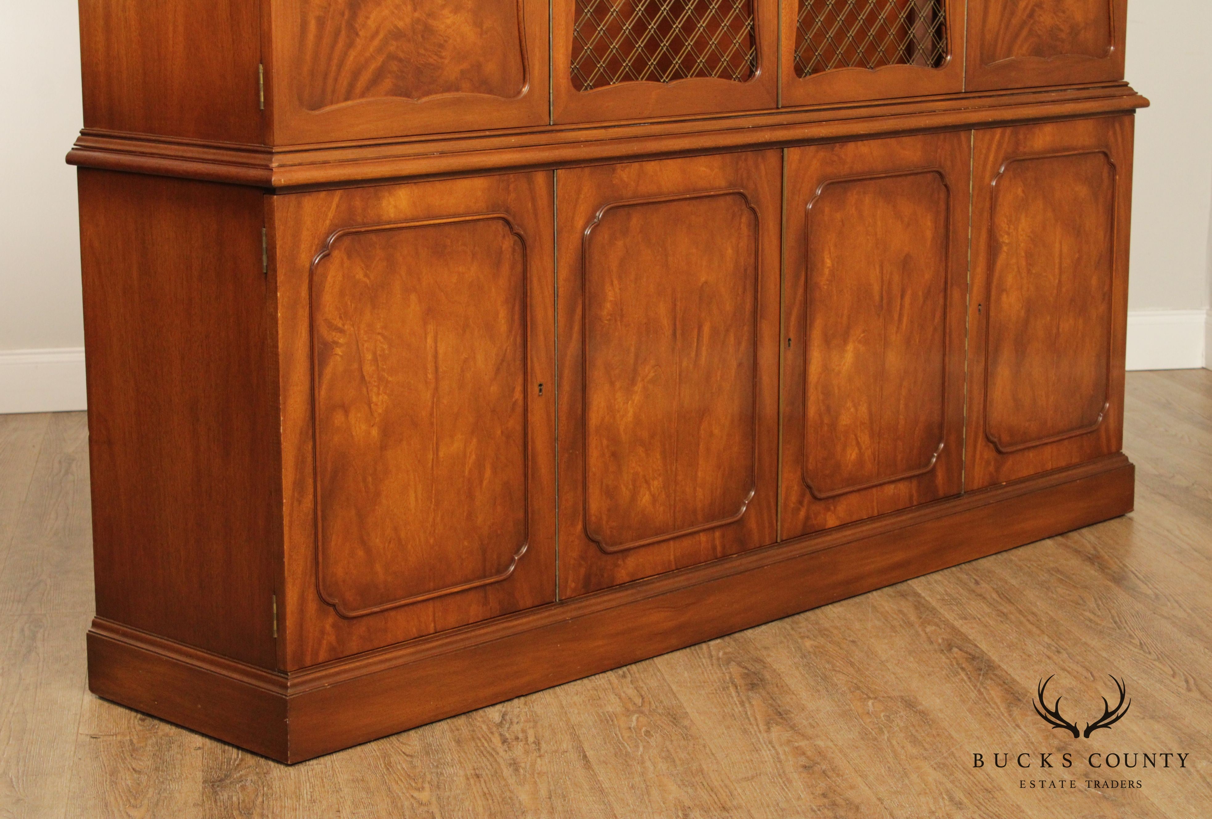 Regency Style Vintage Custom Quality Mahogany Breakfront Bookcase