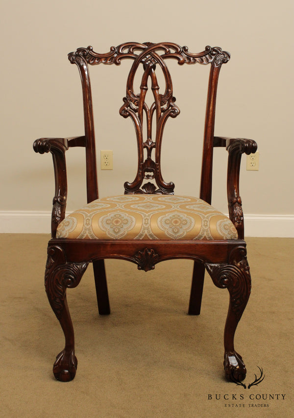 Chippendale Style Ball & Claw Carved Solid Mahogany Armchair