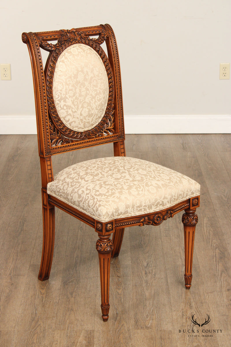 Englander Line French Louis XVI Style Set of Eight Carved Dining Chairs