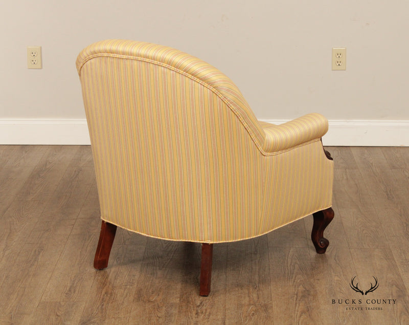 French Style Custom Upholstered Lounge Chair and Ottoman