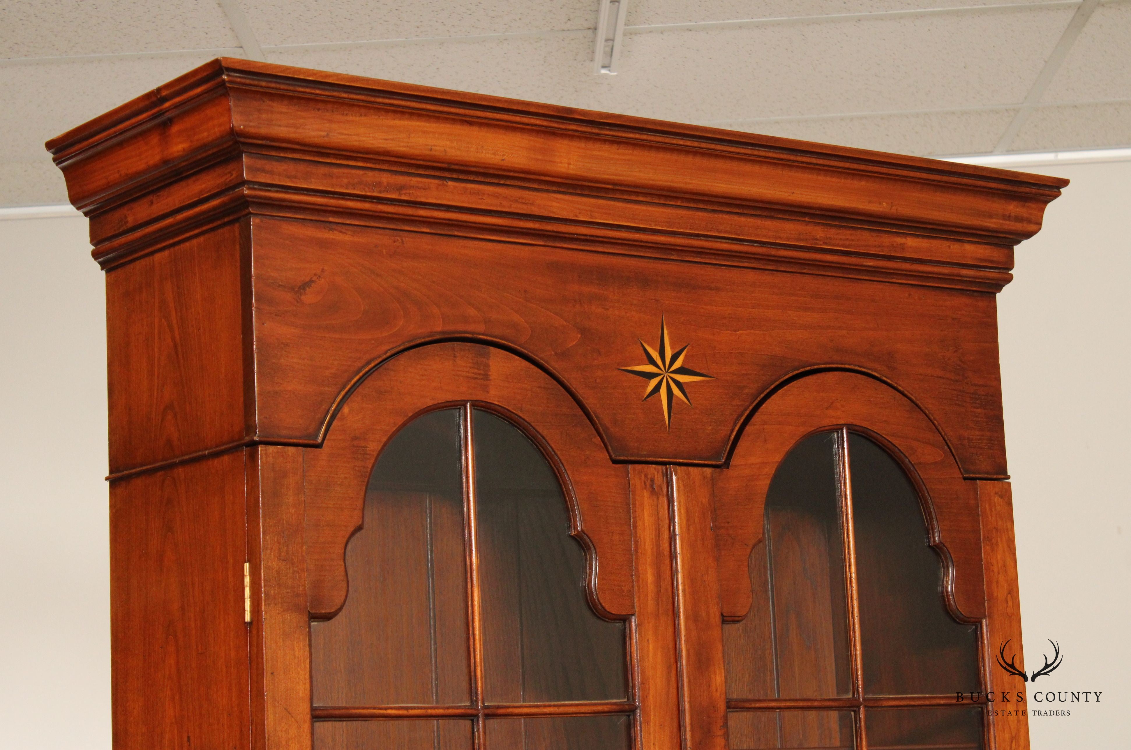 GEORGIAN STYLE STAR INLAID SECRETARY BOOKCASE