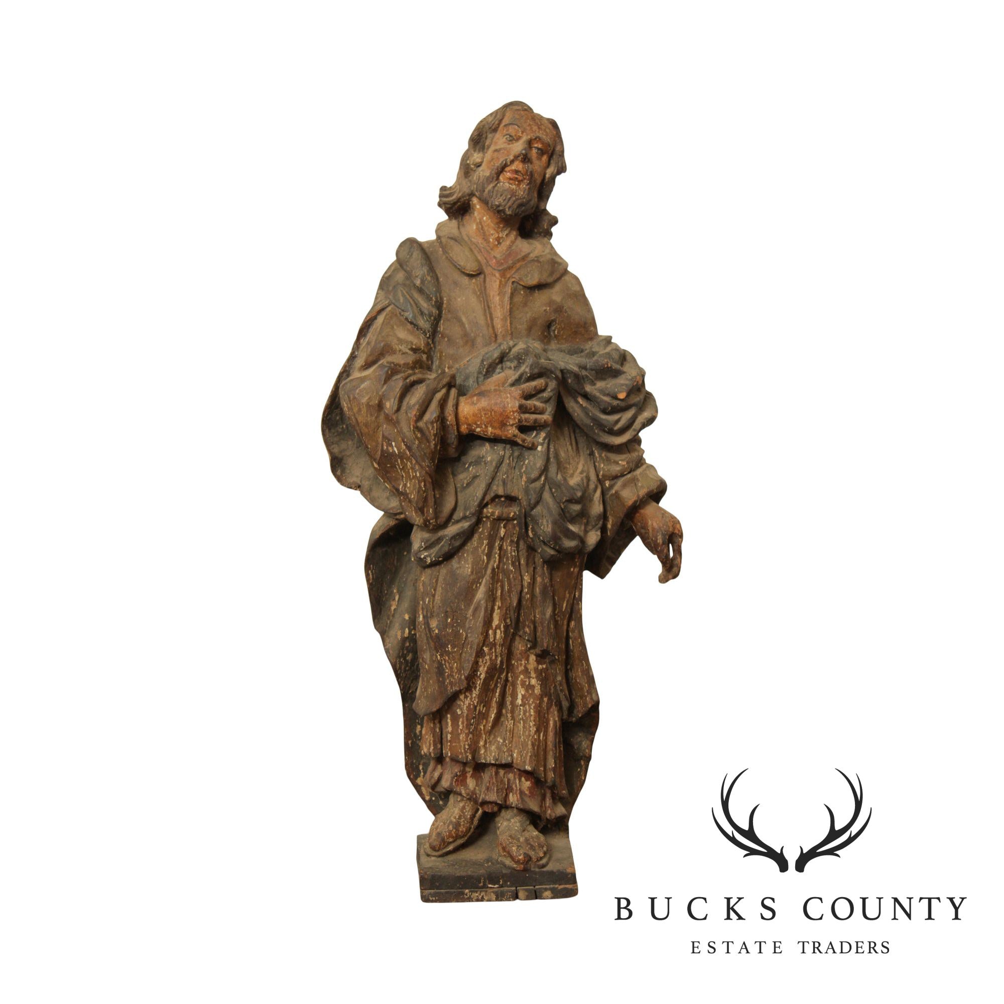 Antique Christ Santos Wood Statue