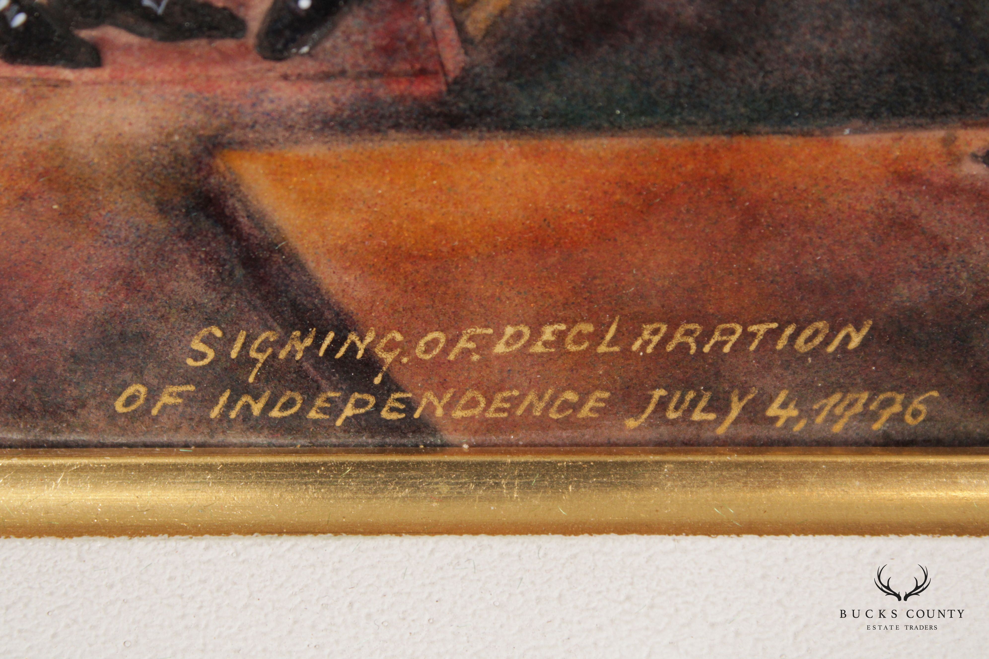 Pierre Bonnet 'Signing of Declaration of Independence' Limoges France Enamel Wall Plaque