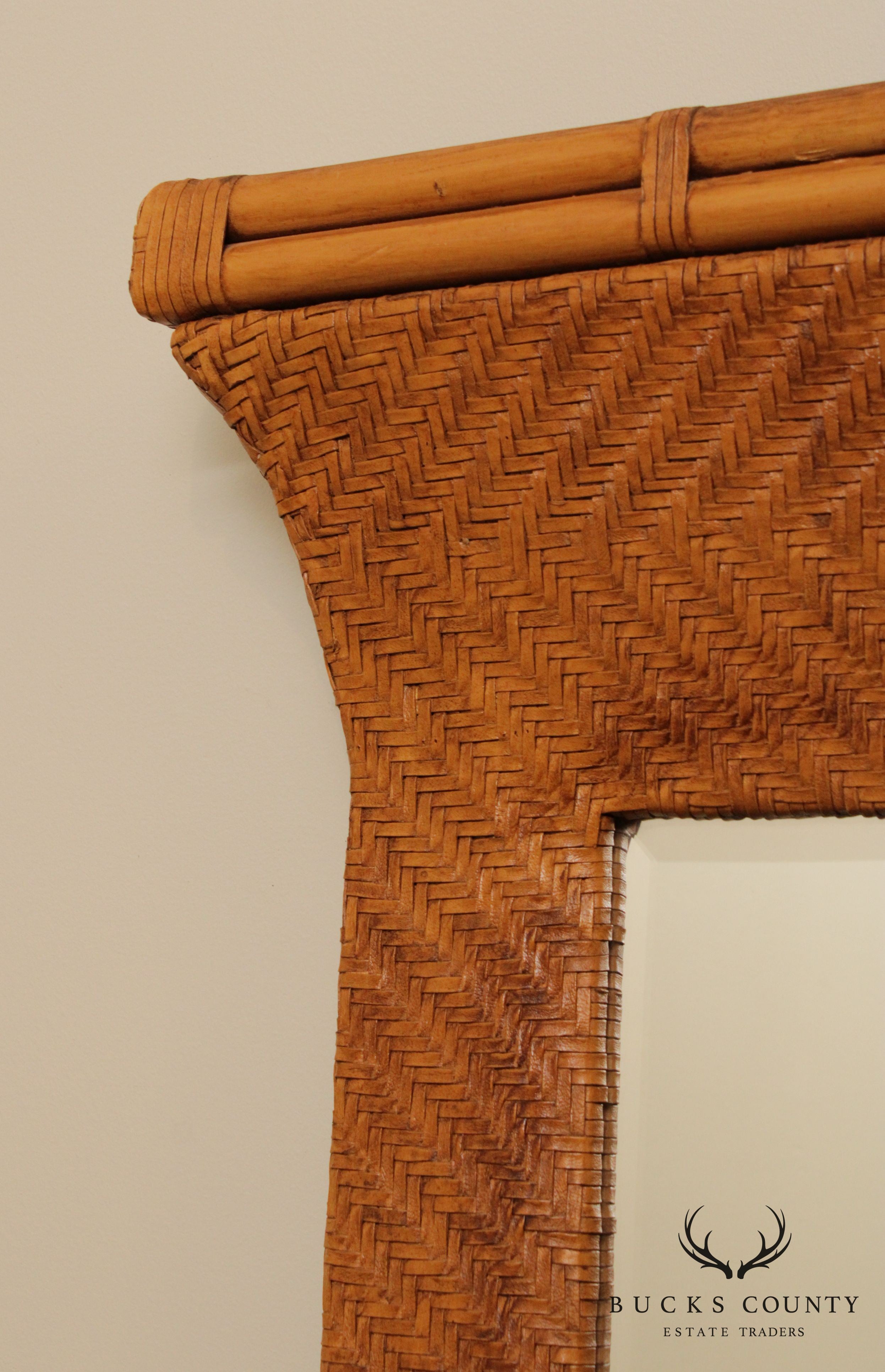 Henredon Rattan & Woven Leather Wall Mirror