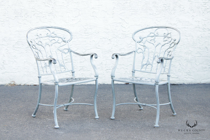 Victorian Style Pair of Cast Aluminum Garden Armchairs