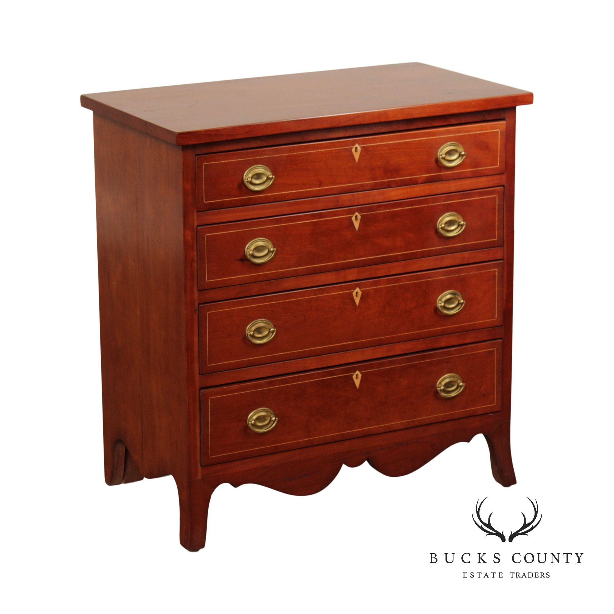 AMERICAN HEPPLEWHITE STYLE BENCH MADE CHERRY CHEST OF DRAWERS