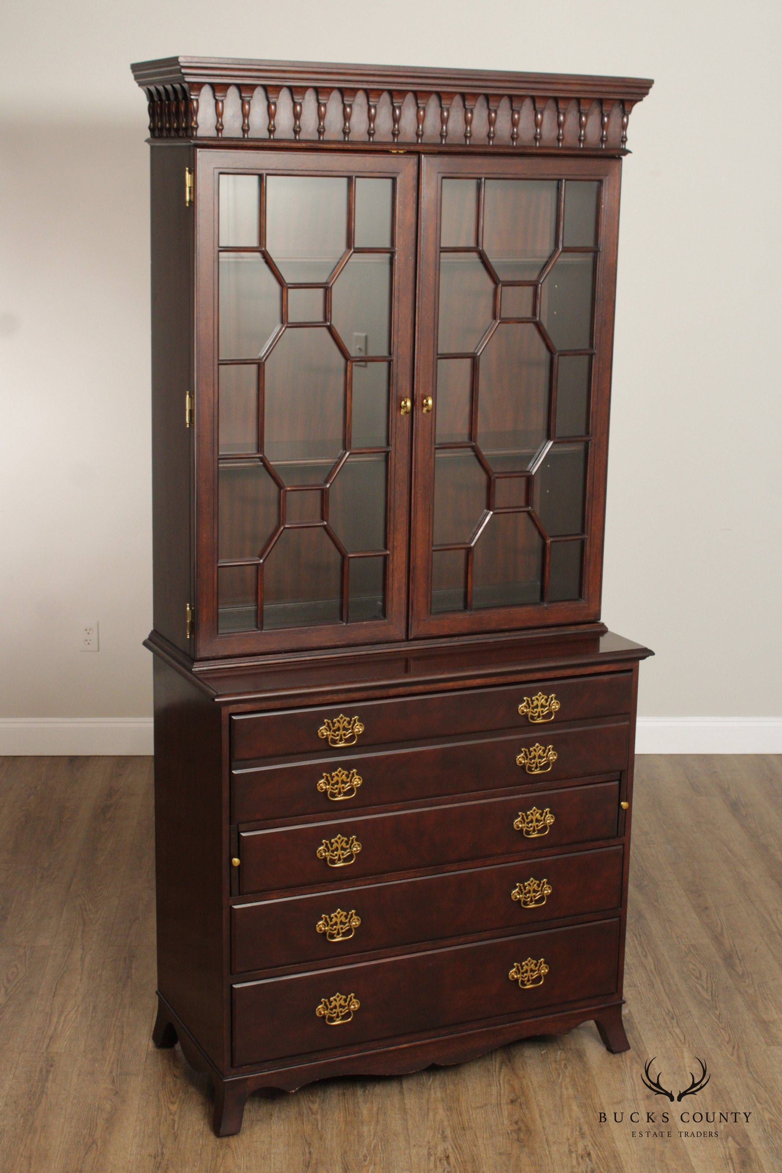 Hickory Chair Georgian Style Mahogany Bookcase Top Secretary Desk