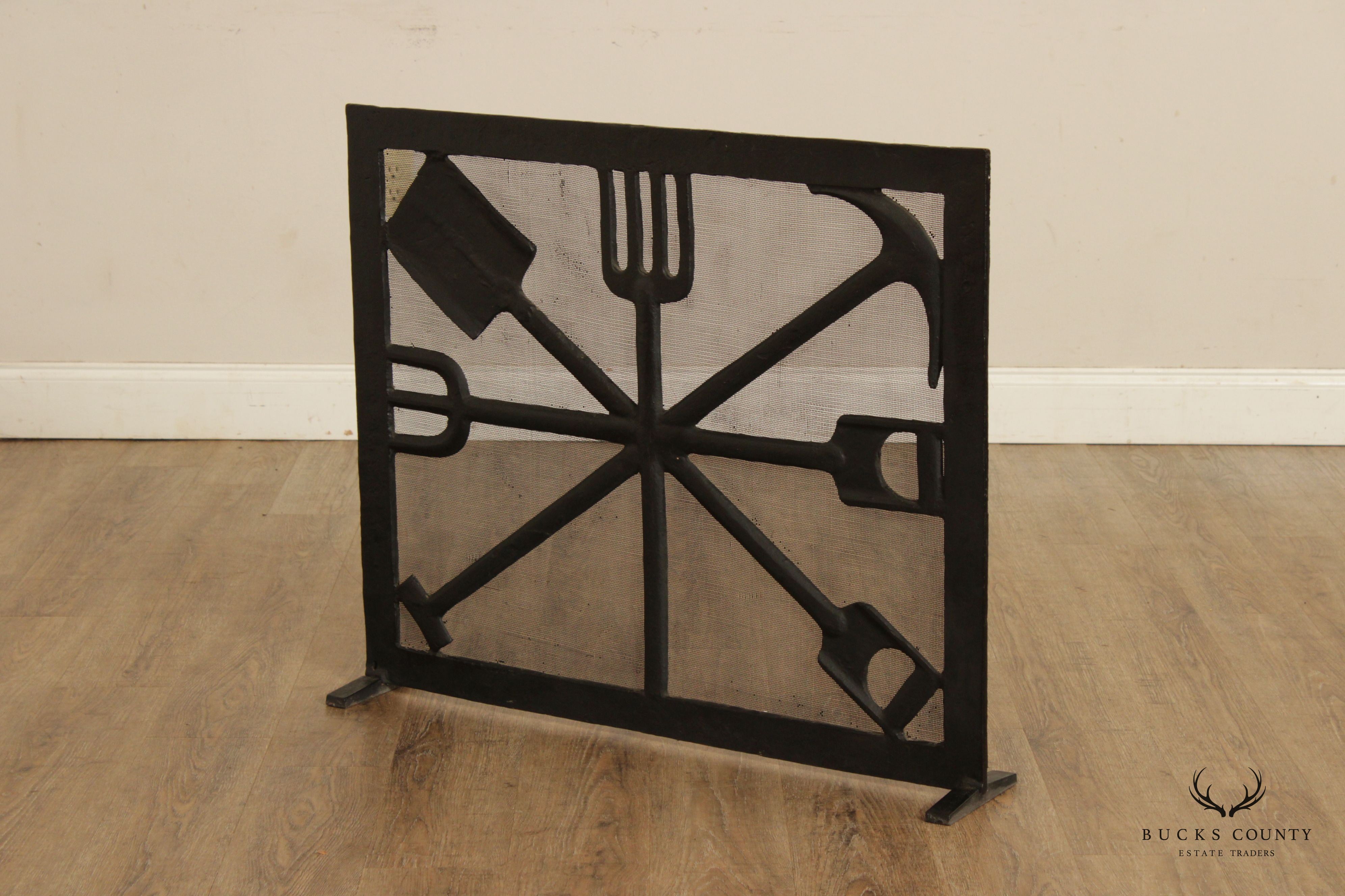 Custom Hand Forged Iron Arts And Crafts Style Fireplace Screen