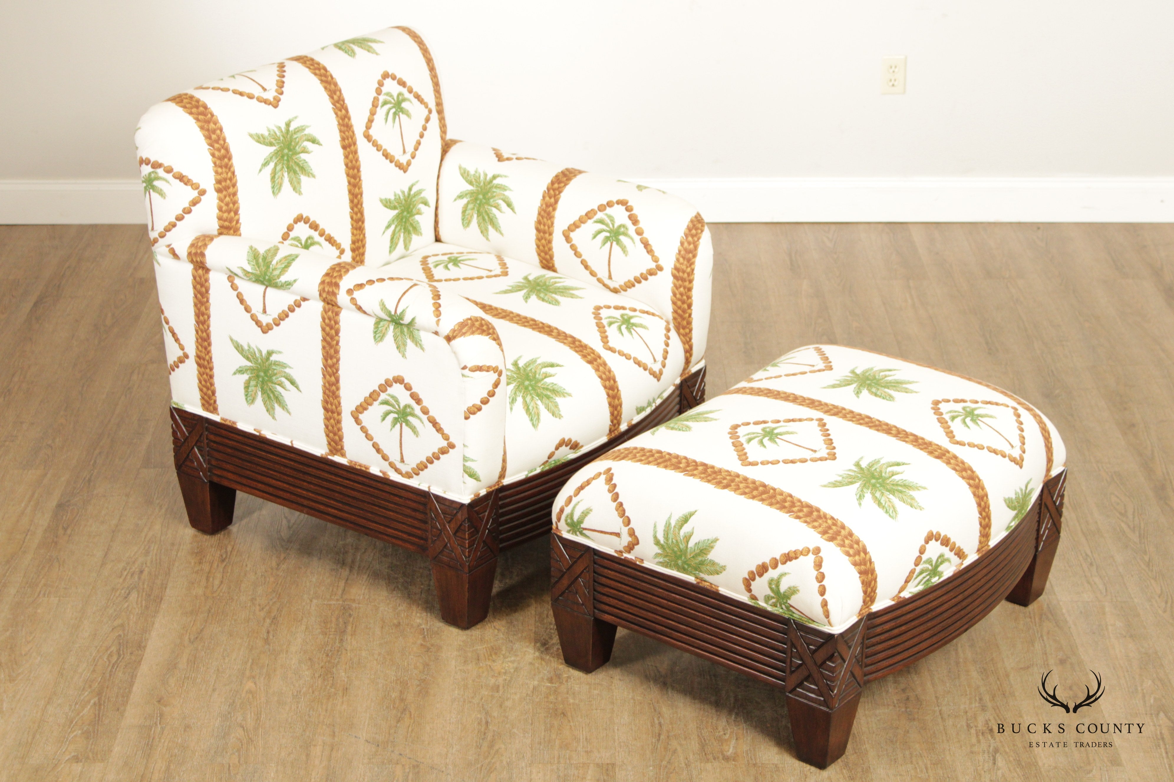 British Colonial Style Lounge Chair and Ottoman