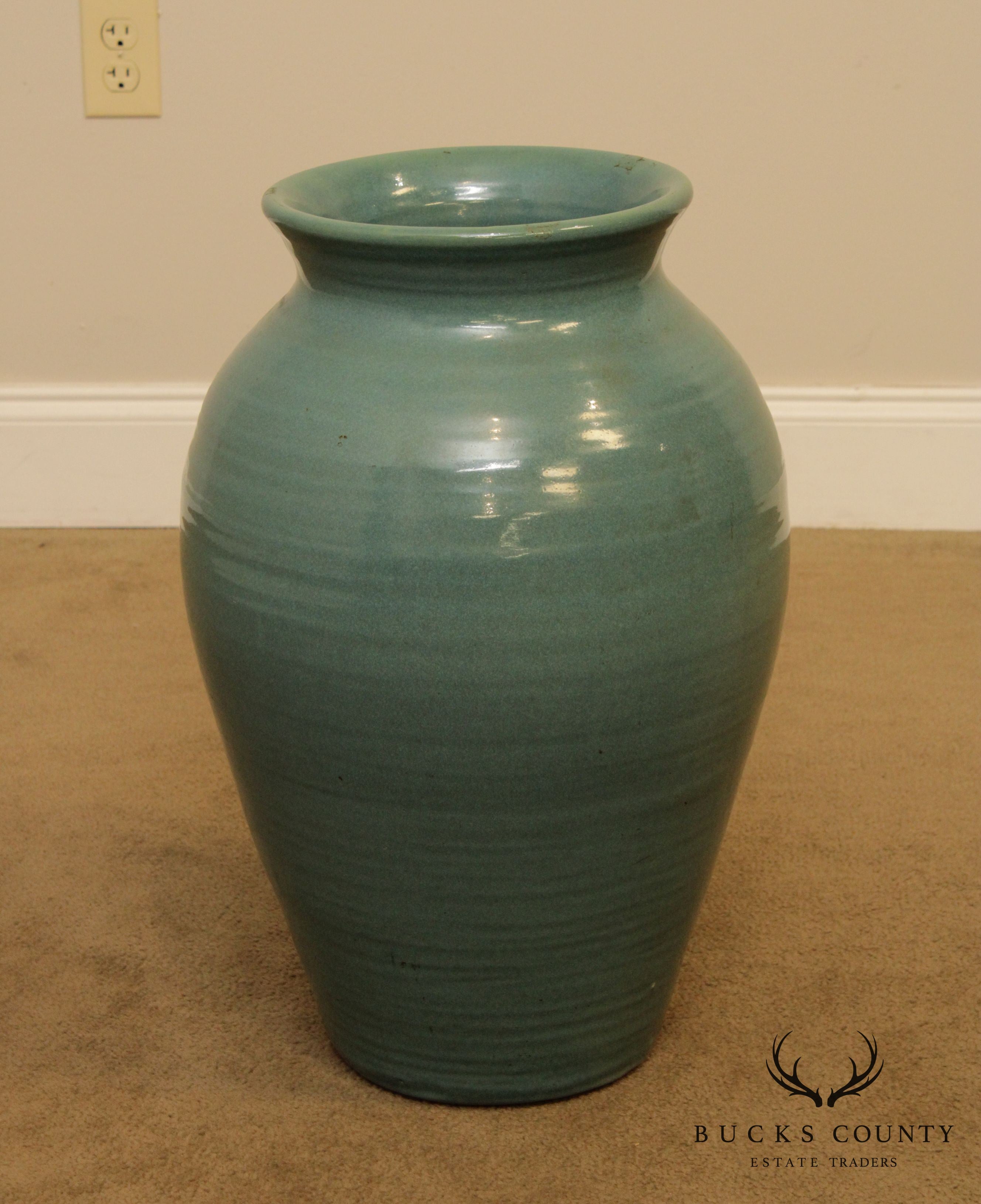 Large Vintage Glazed Terracotta Vase