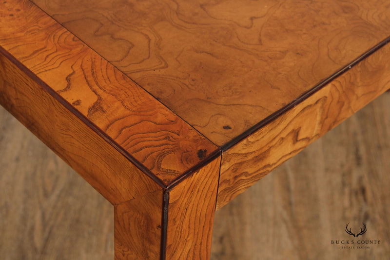 John Widdicomb Mid-Century Modern Burl Wood Expandable Parsons Dining Table (A)