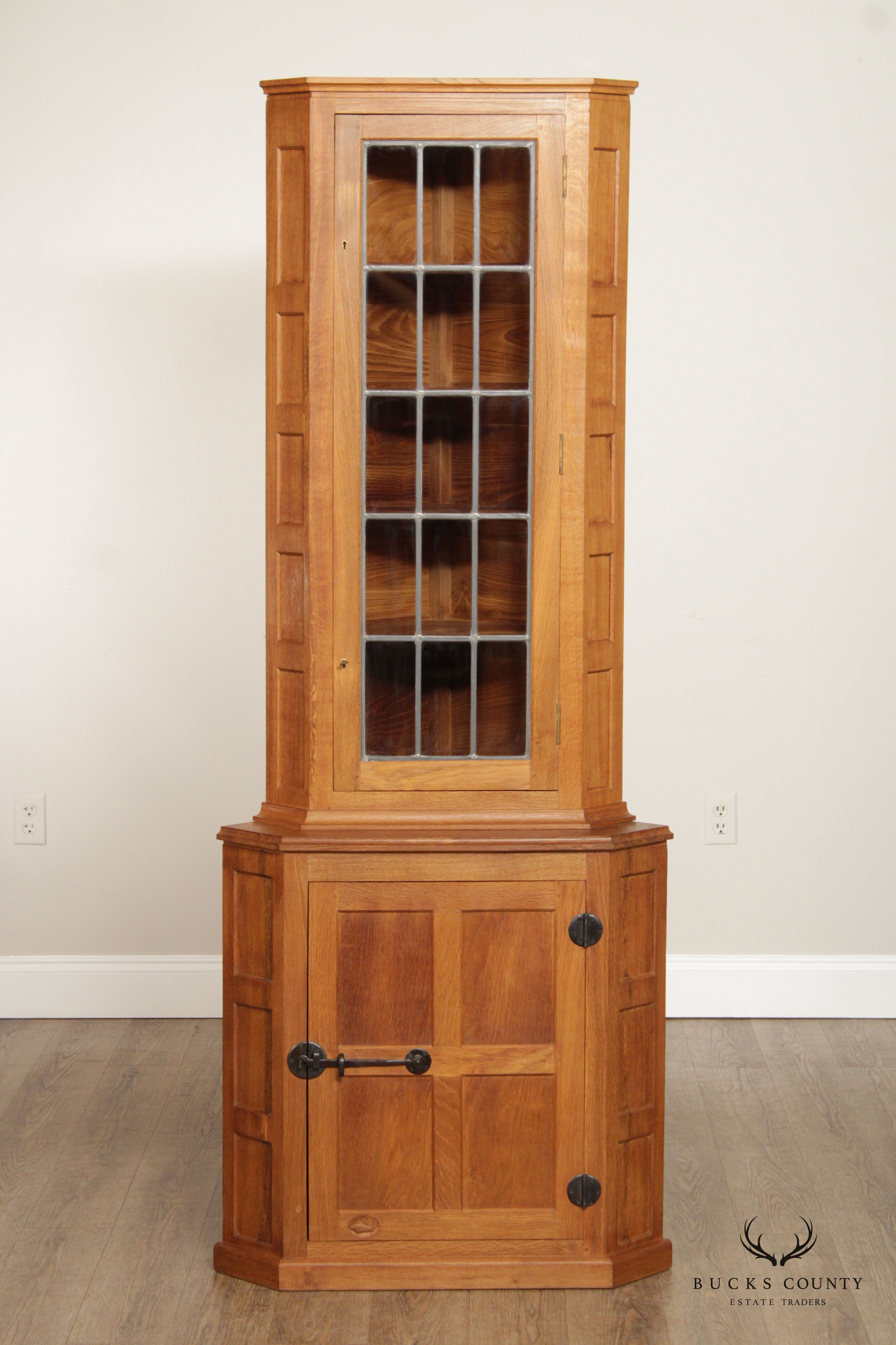 Derek Slater Fishman Arts & Crafts Style Oak Corner Cabinet