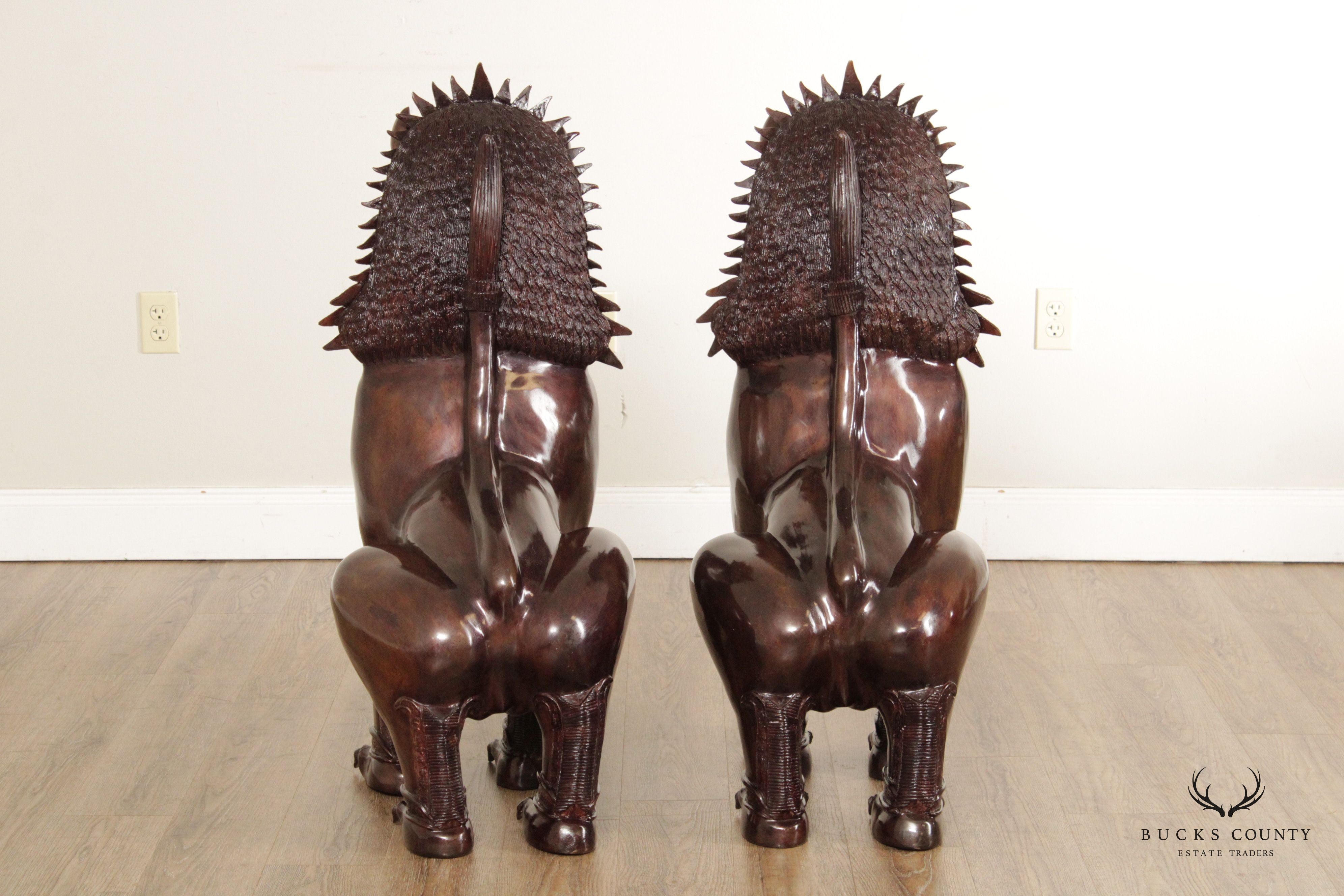 Quality Pair of Large Thai Foo Dog Bronze Statues