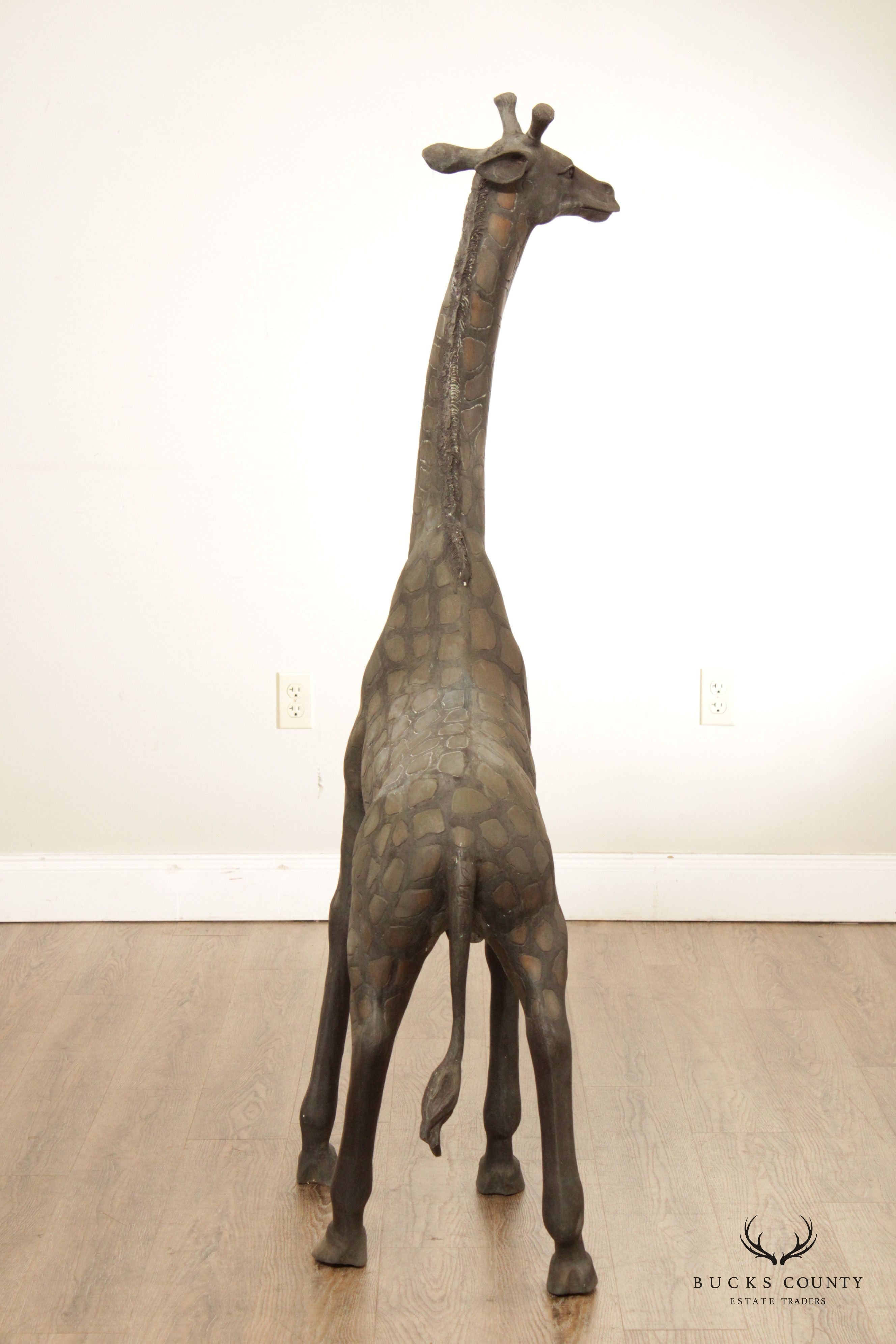 Patinated Bronze Vintage 5' Giraffe Sculpture