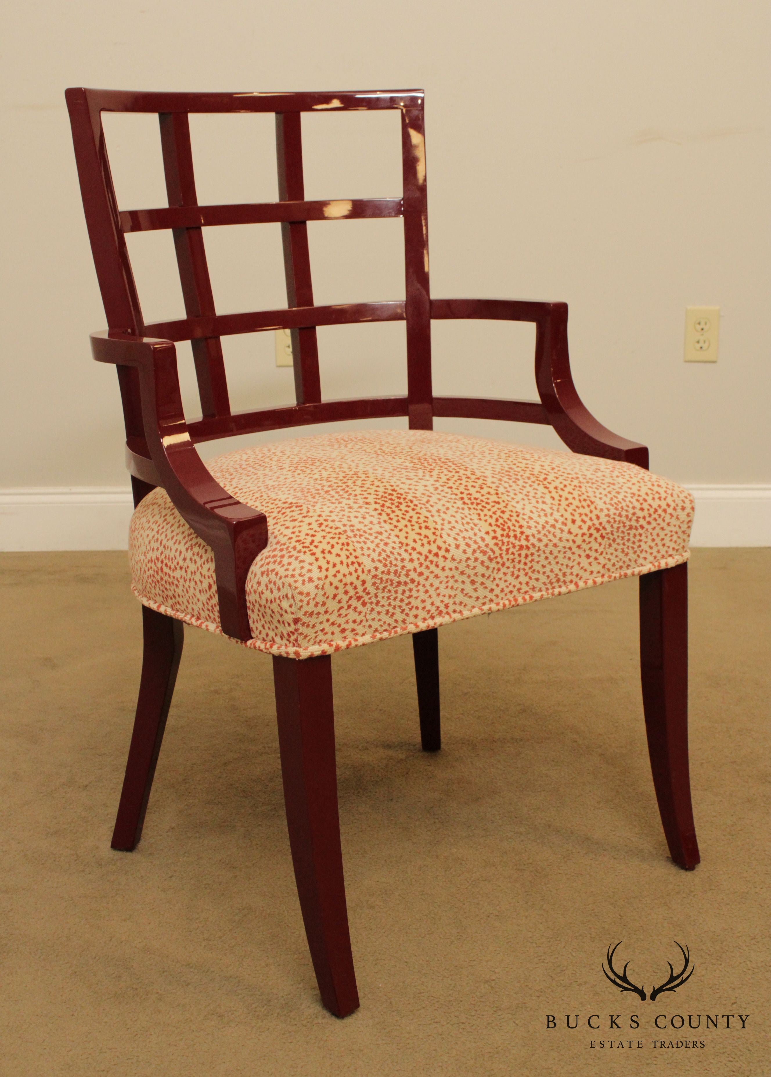 Century Furniture Vintage Asian Style Red Lacquer Ming Armchair