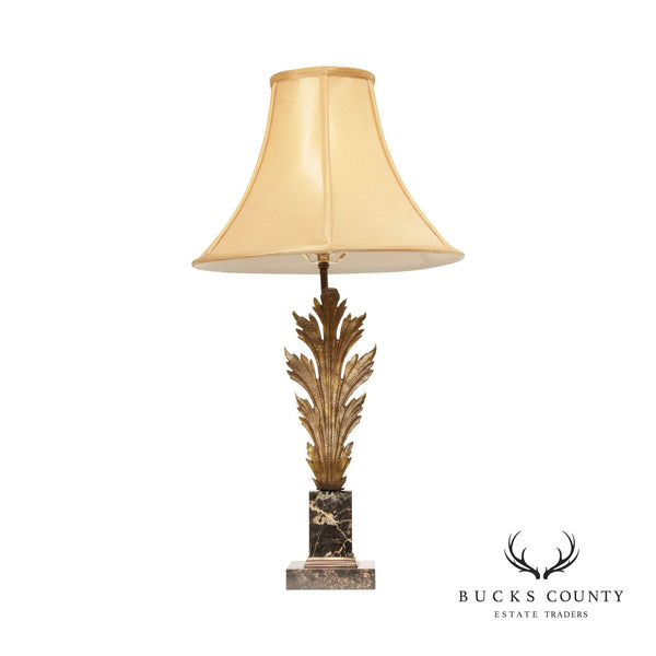 Acanthus Bronze and Marble Table Lamp with Shade