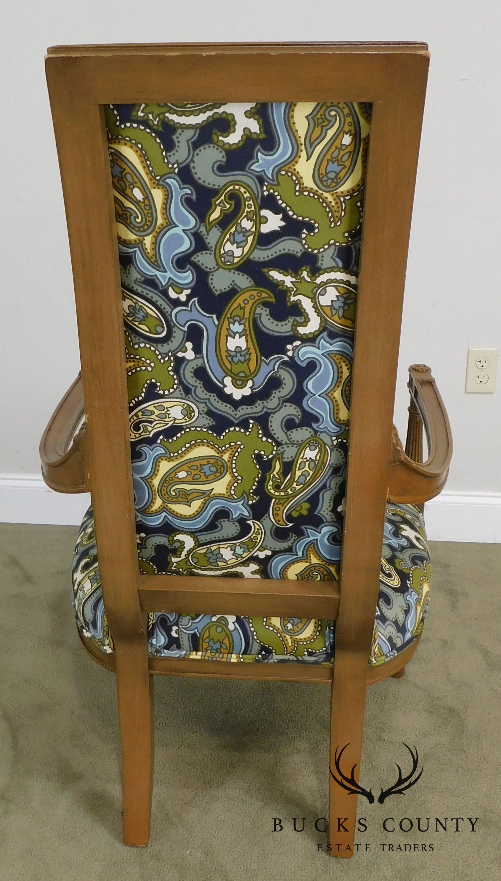 Louis XVI Style Mid Century Custom Pair High Back Armchairs