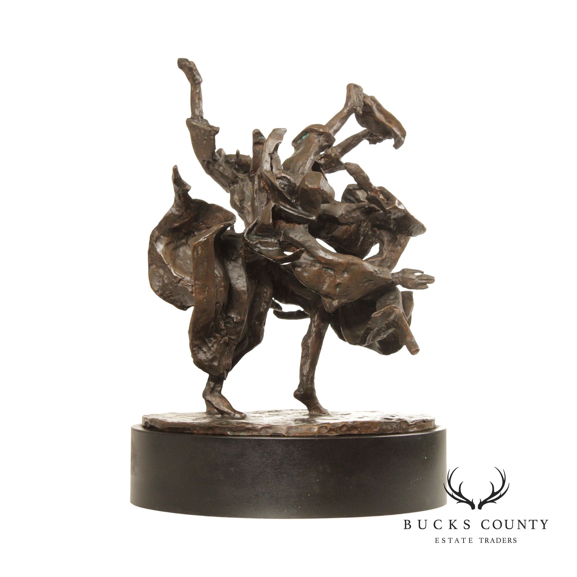 Laura Goodman Abstract Dancing Figures Bronze Sculpture