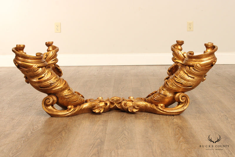 Italian Rococo Style Carved Gilt Wood Coffee Table Base