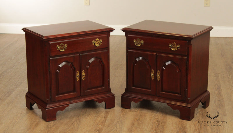 Knob Creek Chippendale Style Pair of Cherry Nightstands