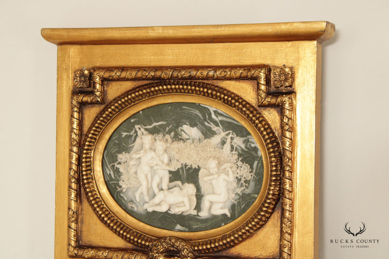 Italian Louis XVI Style Gilted Trumeau Pier Mirror Console
