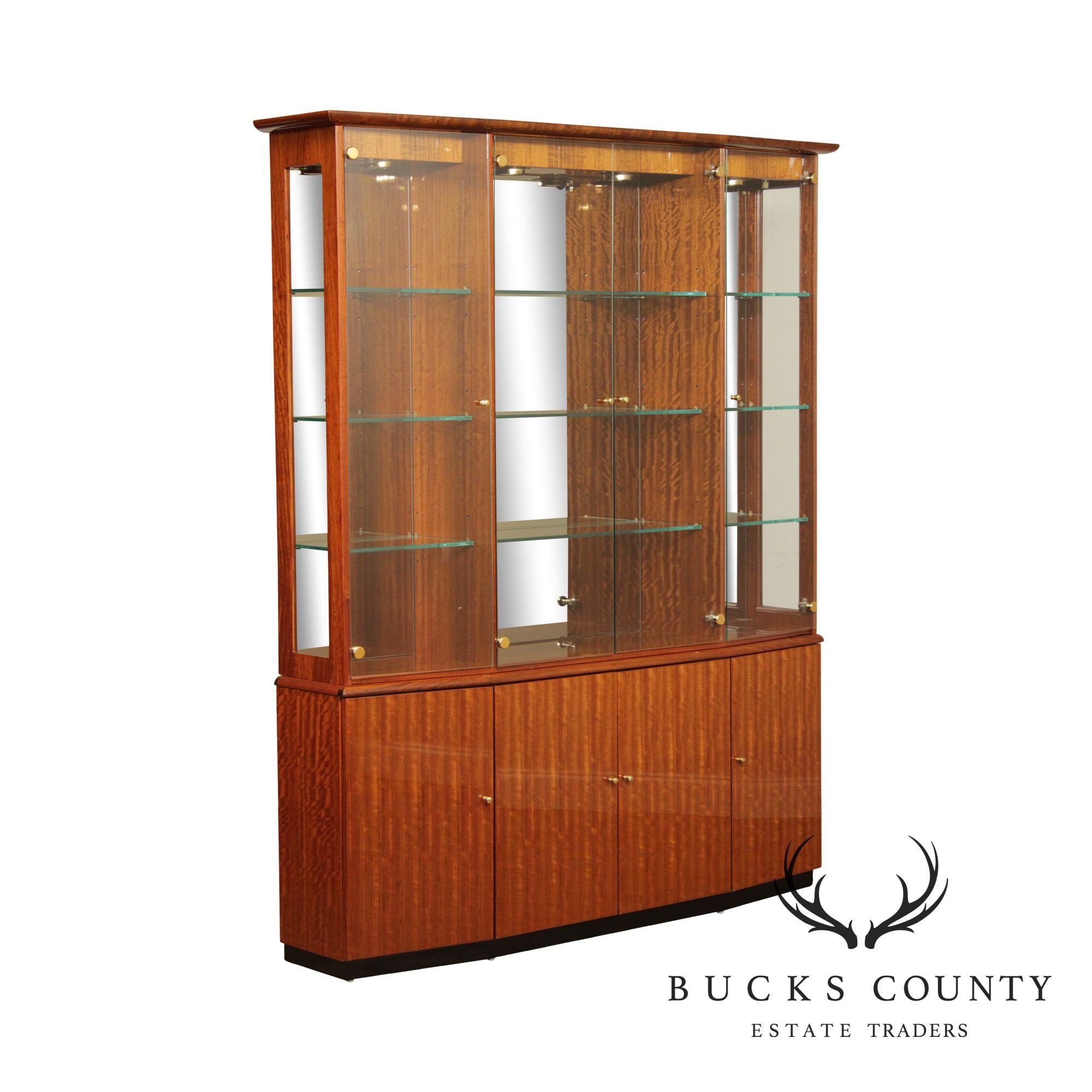 Henredon Modern Art Deco Style Mahogany China Display Cabinet