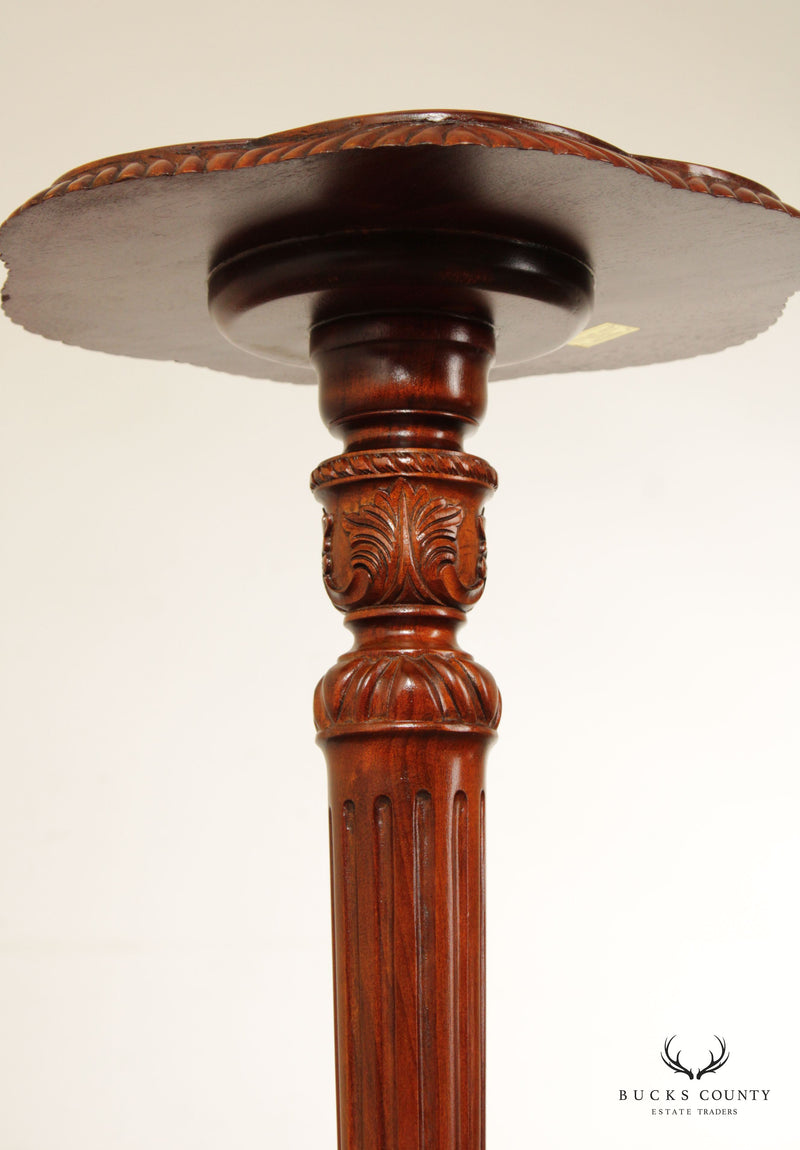 Maitland Smith Carved Mahogany Pedestal Plant Stand