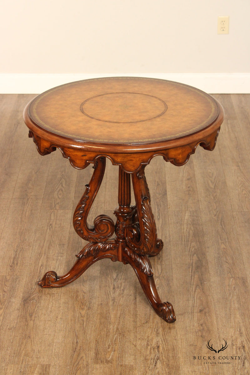 Maitland Smith Classical Round Leather Top Side Table