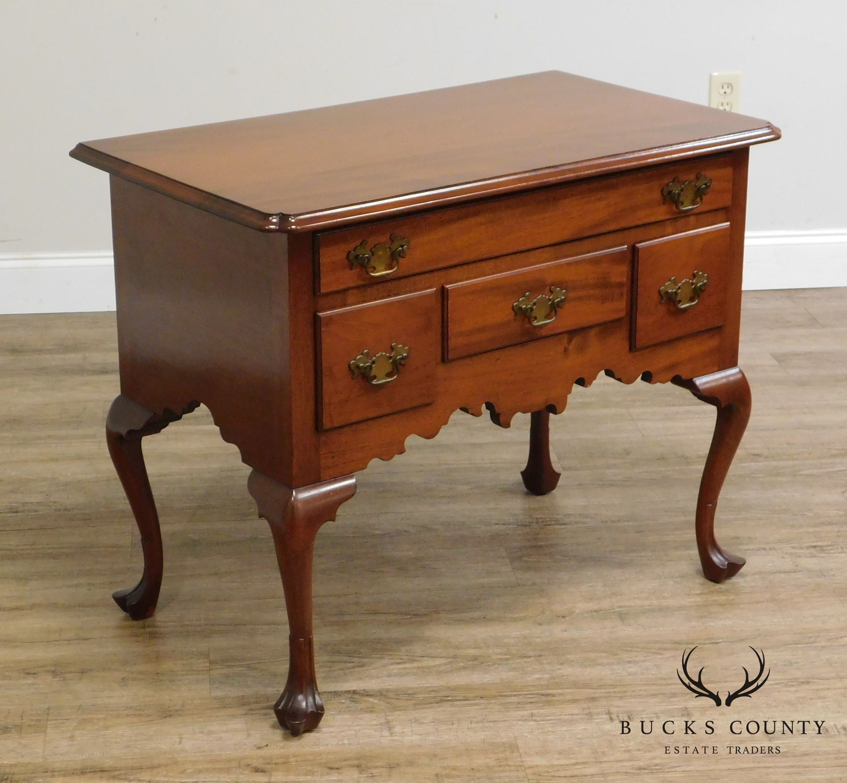 Queen Anne Style 1940's Hand Crafted Mahogany Trifed Foot Lowboy