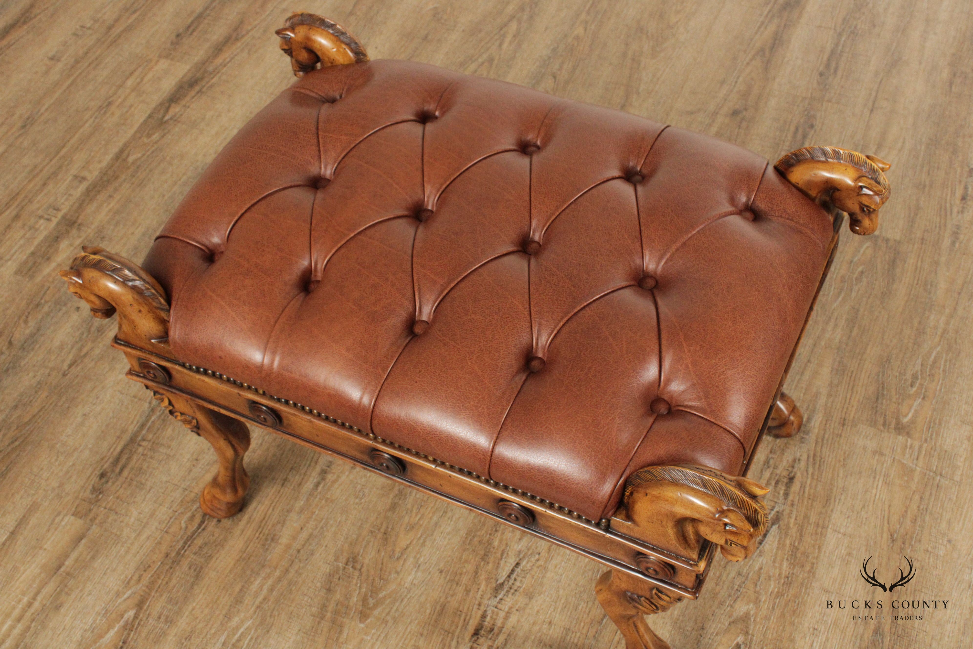 Theodore Alexander Tufted Leather Horse Head Stool