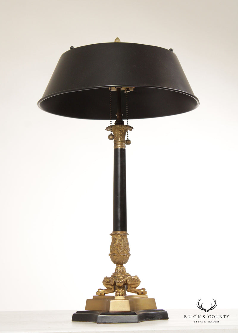 Vintage Gilt Brass Bouillotte Table or Desk Lamp