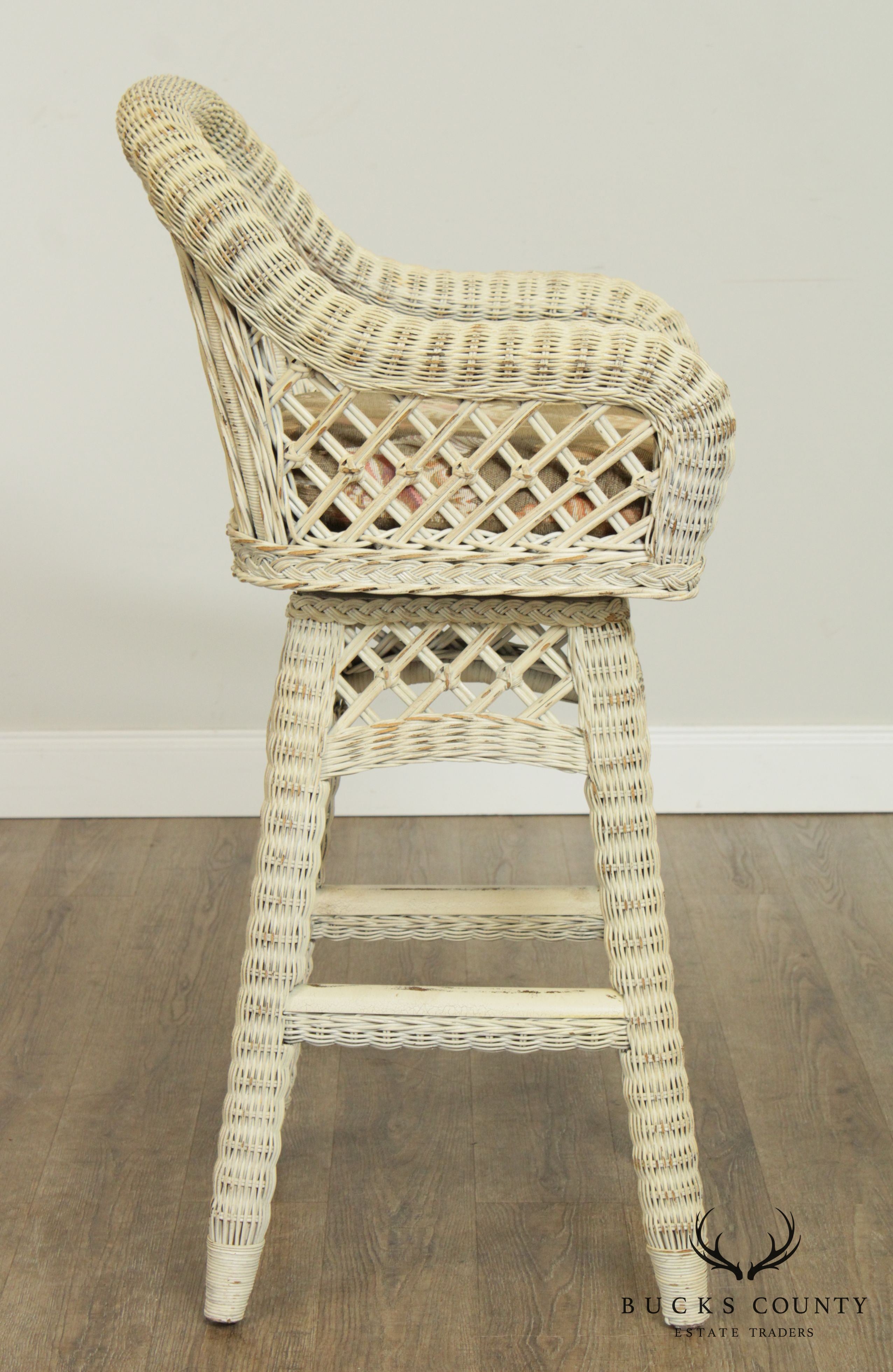 Lexington Pair Wicker Swivel Bar Stools