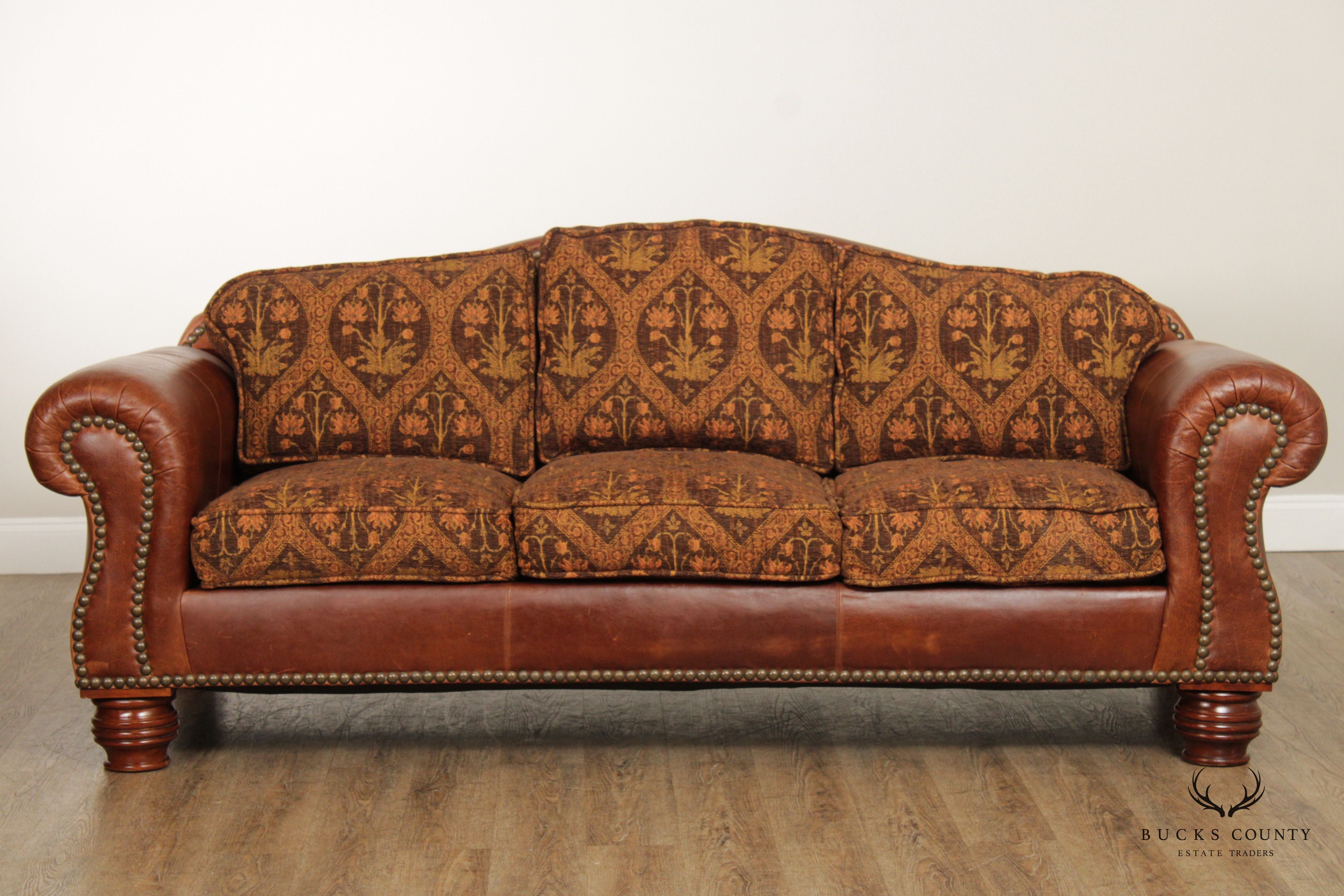 Lillian August Rustic Style Leather Sofa