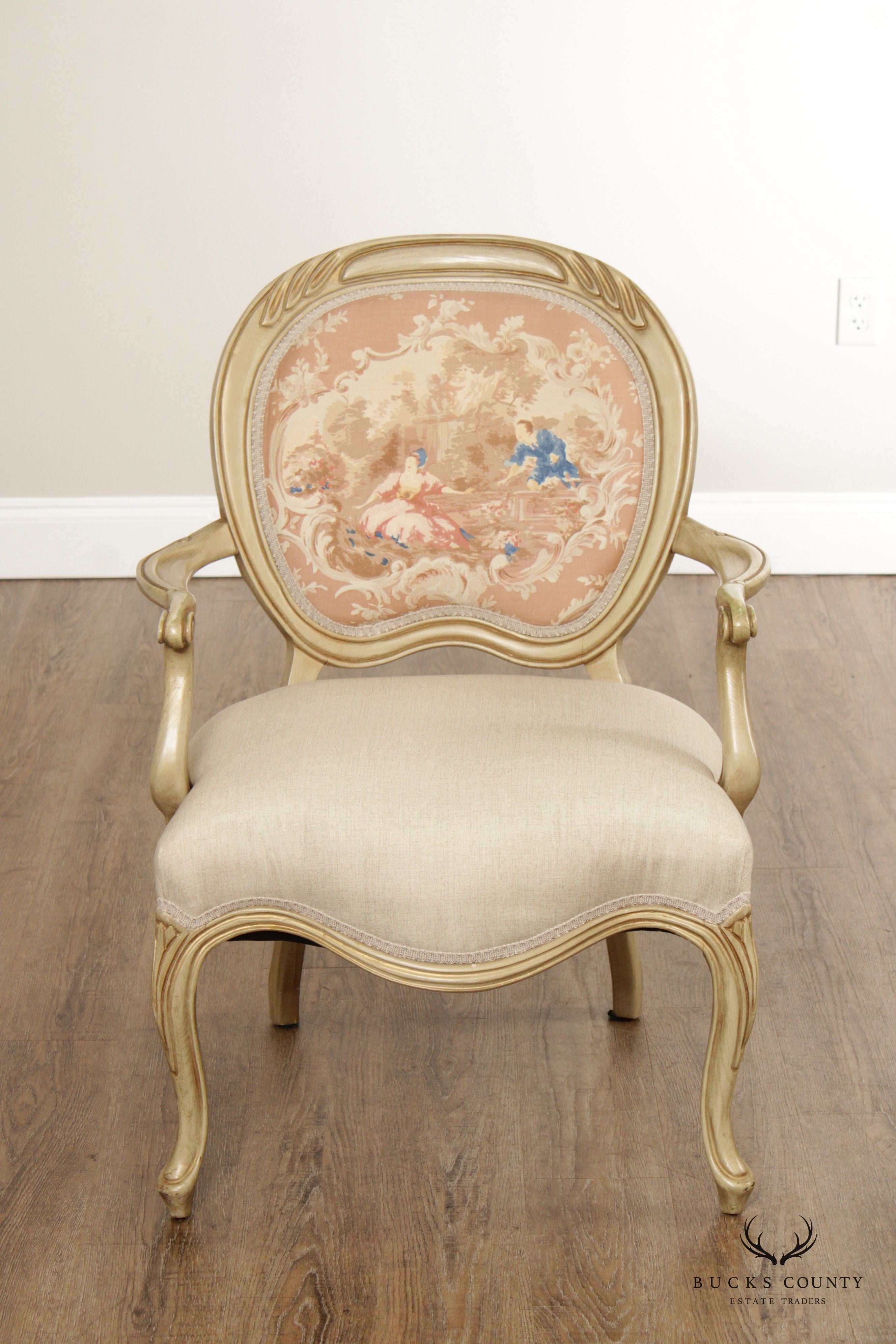 Statesville French Provincial Style Pair of Fauteuil Armchairs