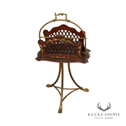 Antique French Louis XIV Style Mahogany Revolving Magazine Stand