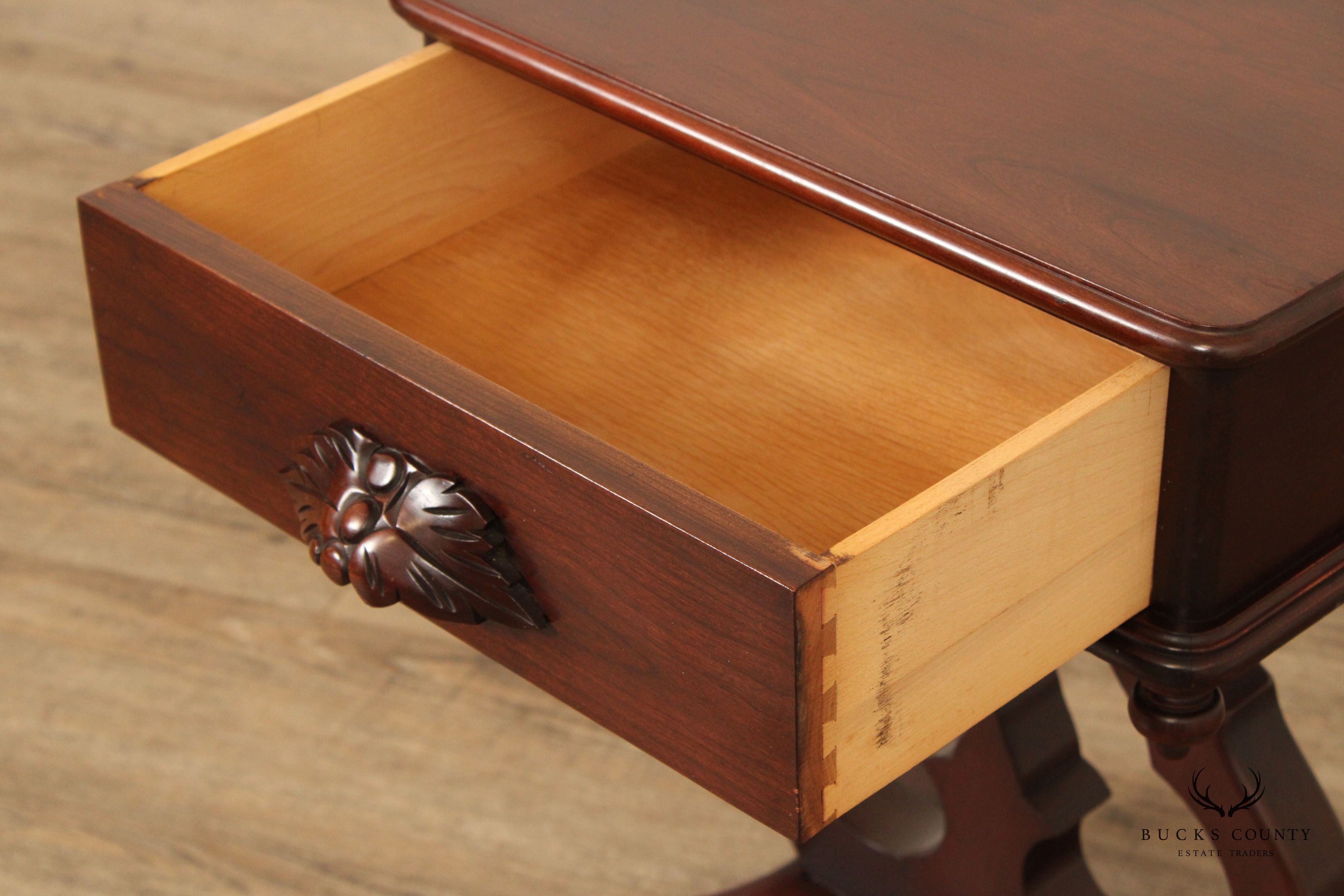 Victorian Style Vintage Pair of One-Drawer Side Tables