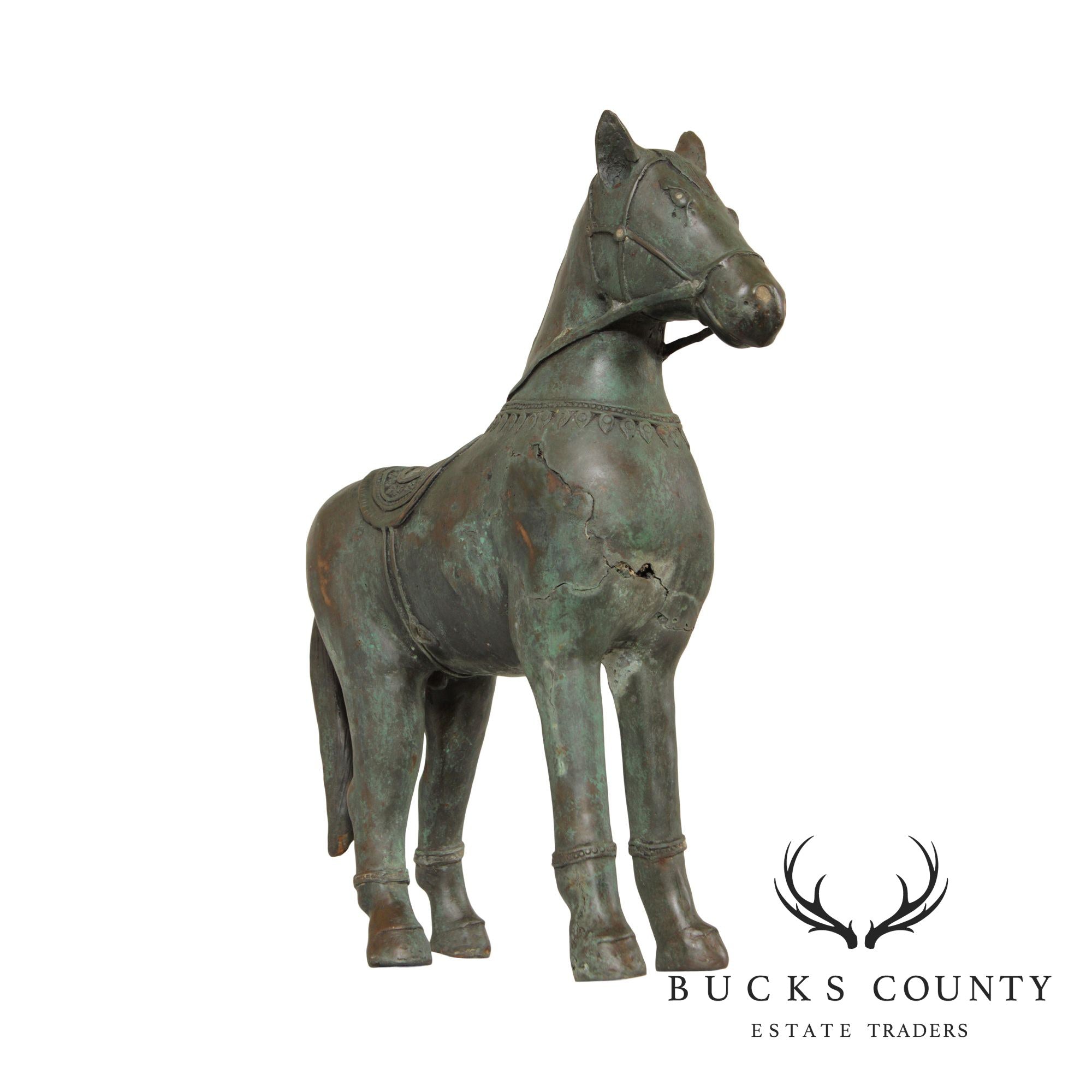 Antique Chinese Tang Style Bronze Horse Statue