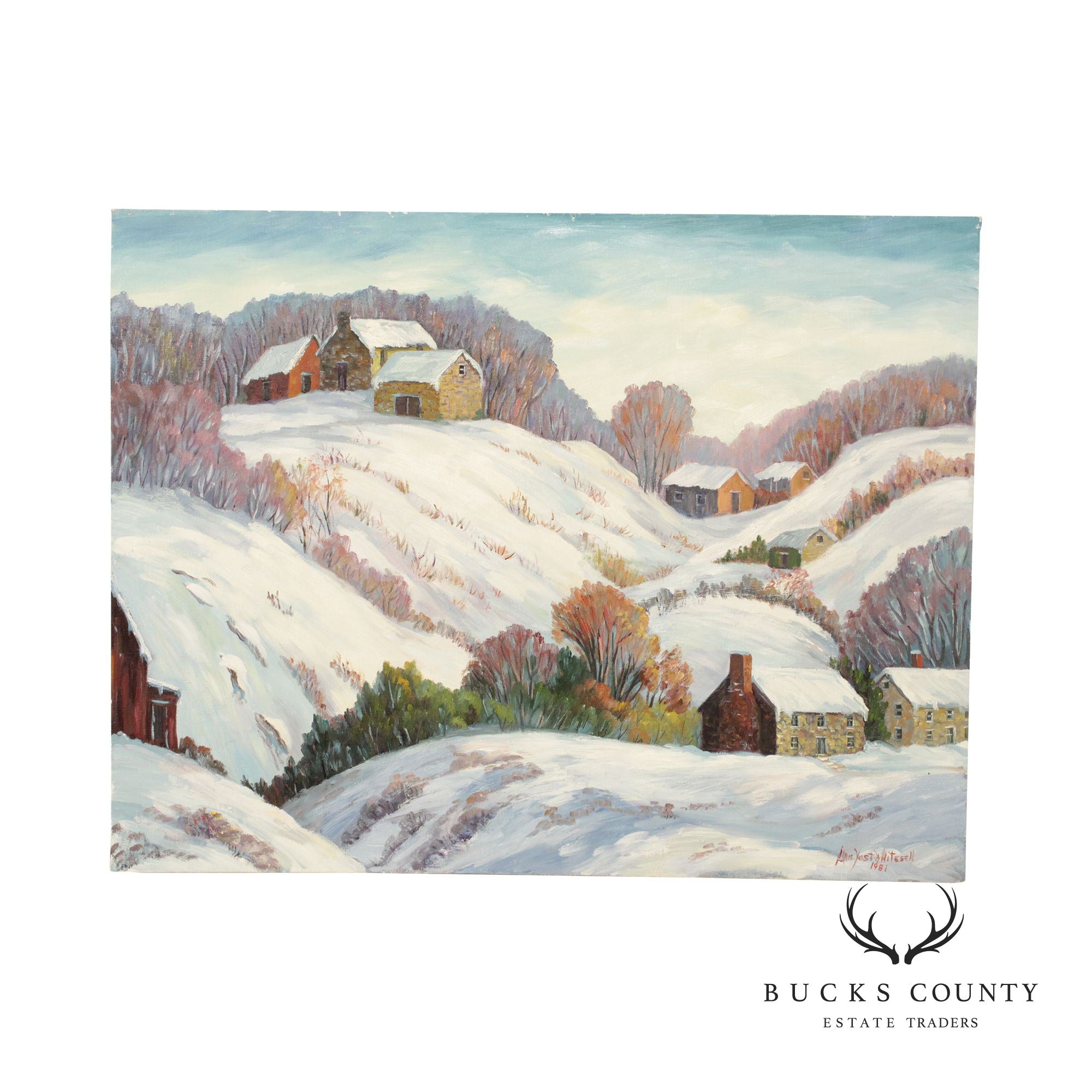 Ann Yost Whitesell 'Rolling Hills' Winter Landscape Original Oil Painting