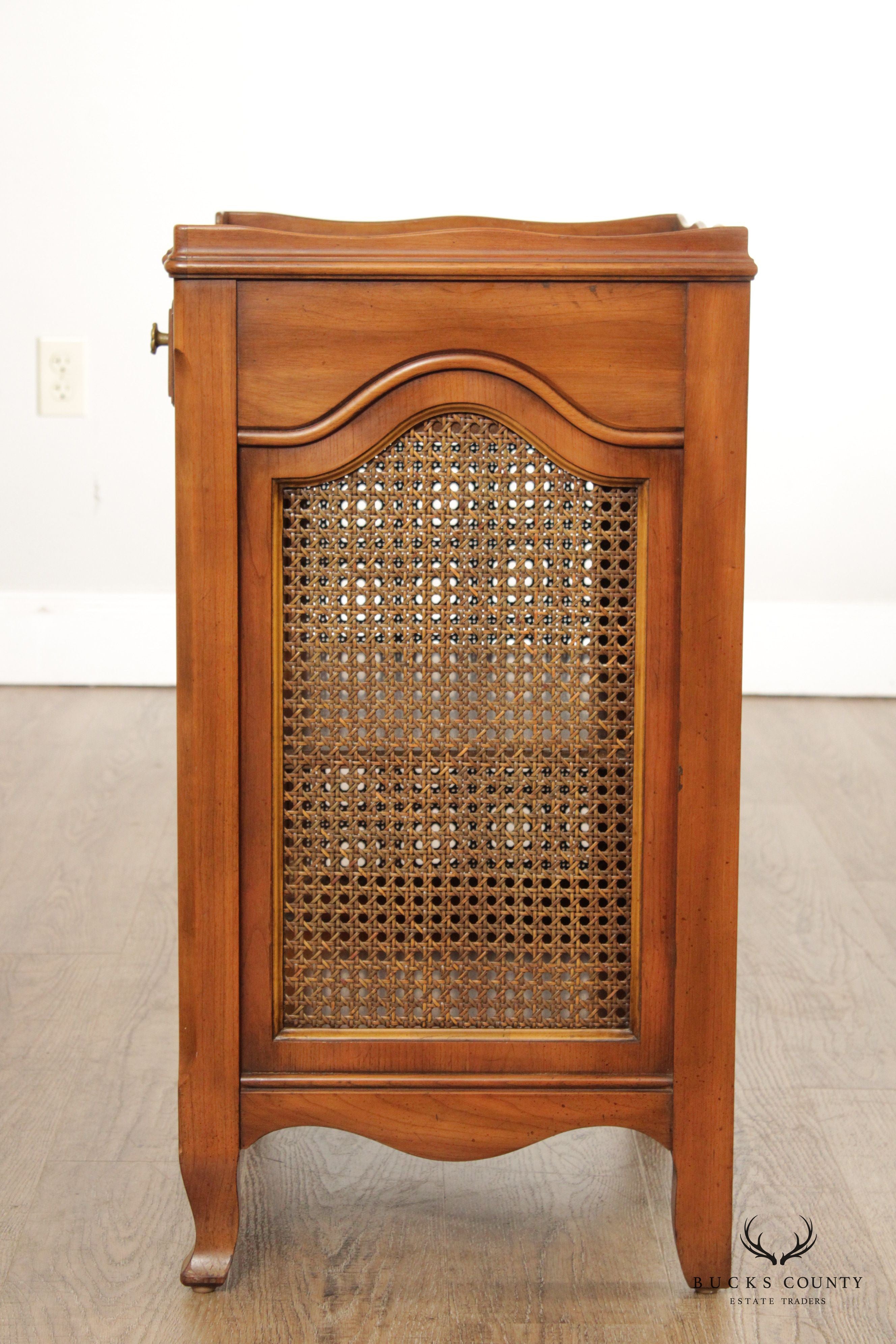 Widdicomb French Provincial Style Fruitwood and Cane Nightstand