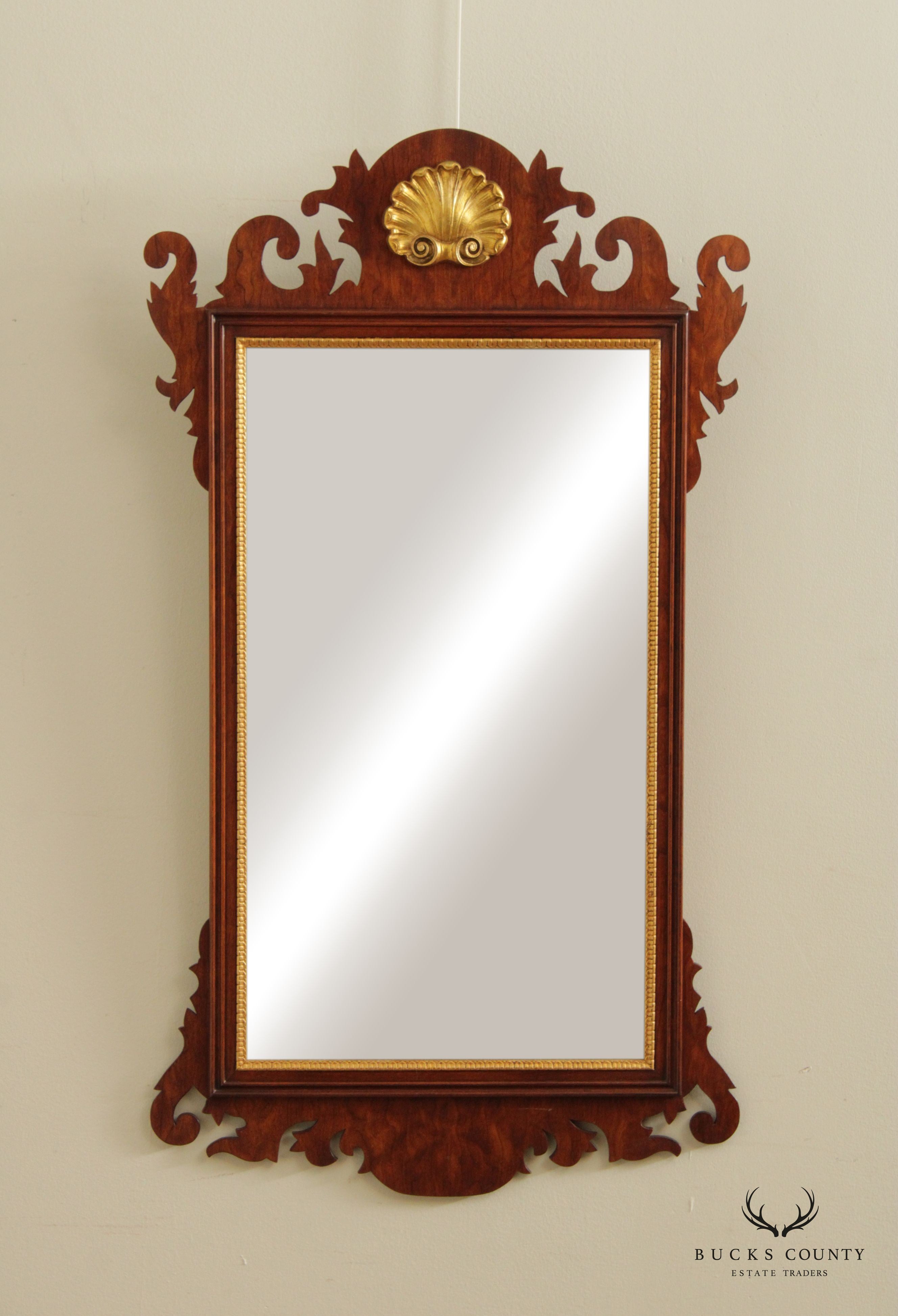 Henkel Harris Chippendale Style Mahogany Partial Gilt Wall Mirror