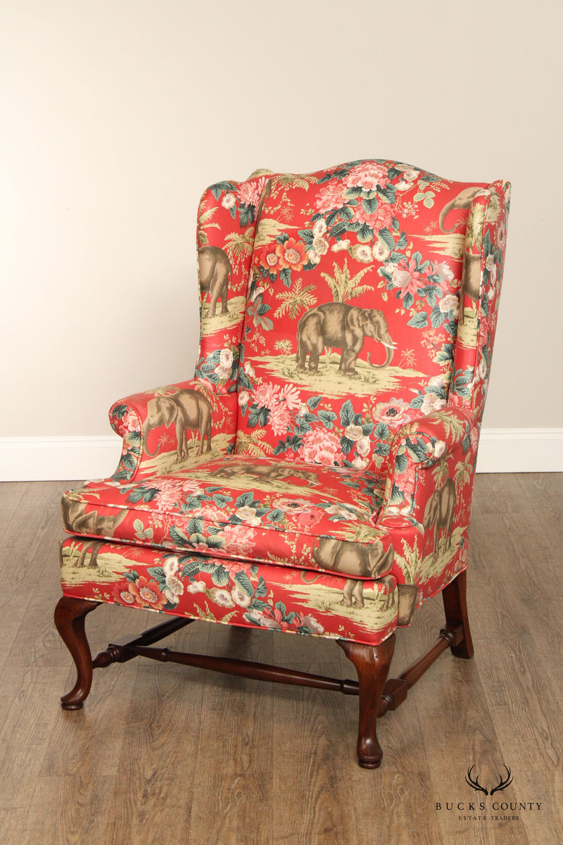 Queen Anne Custom Upholstered Wingback Chair