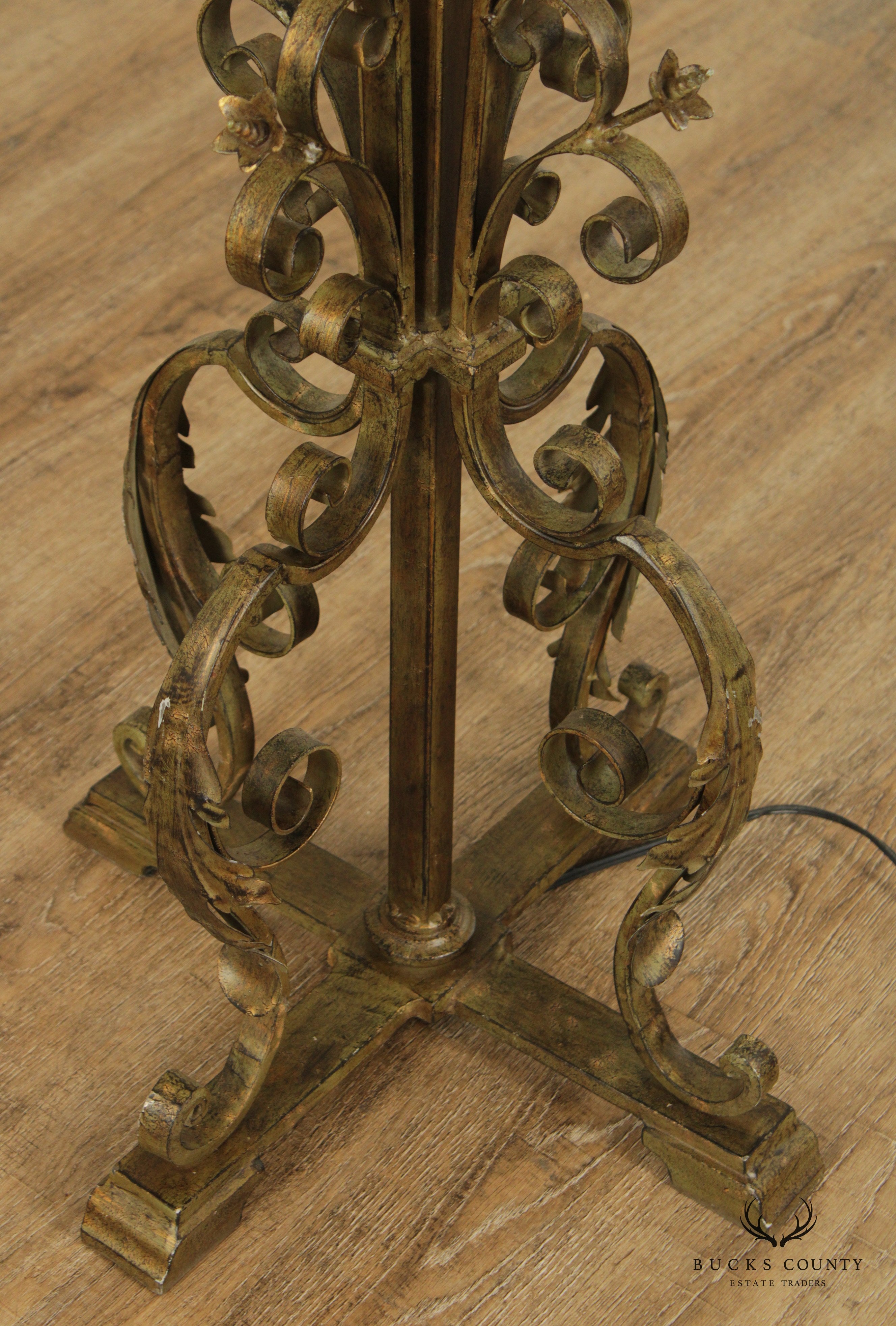 Victorian Style Scrolling Wrought Iron Floor Lamp