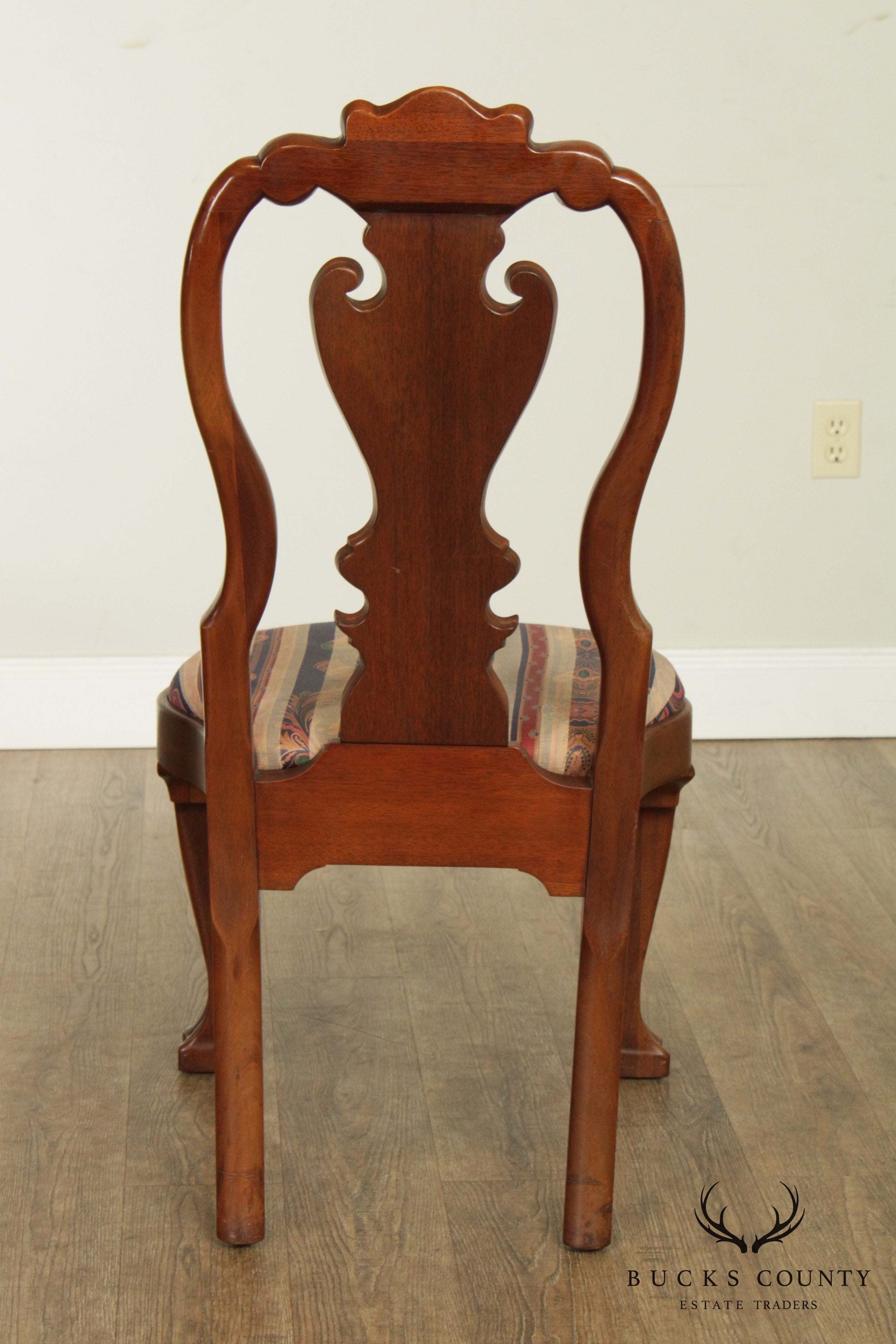 Quality Pair Queen Anne Style Shell Carved Side Chairs