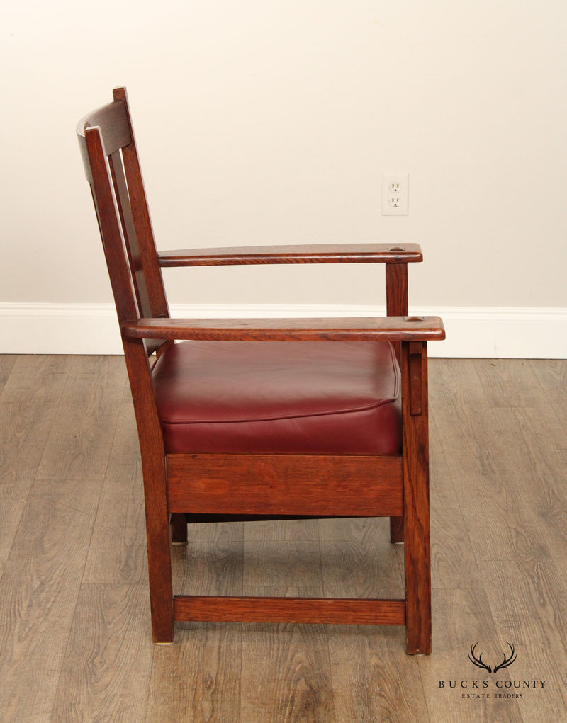 Limbert Mission Oak and Leather Armchair