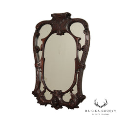 Rococo Style Antique Carved Mahogany Wall Mirror