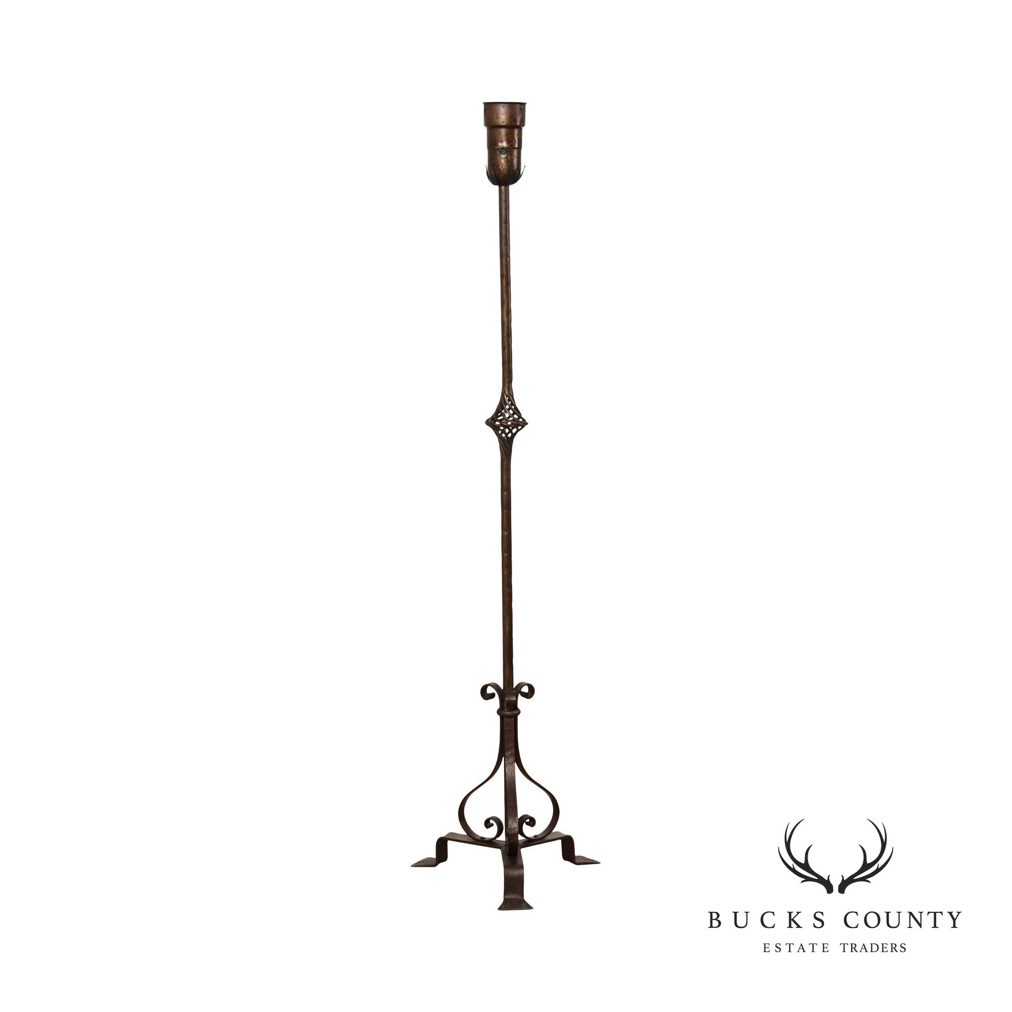 Gothic Style Wrought Iron Torchiere Floor Lamp