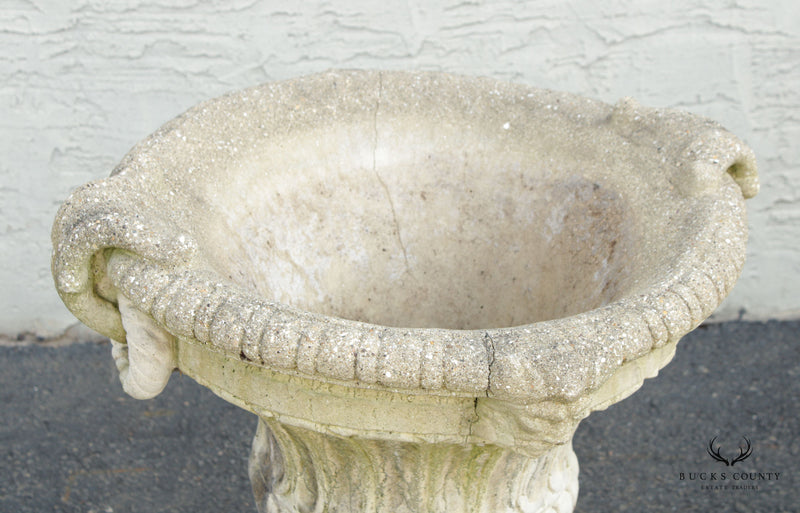 Neoclassical Style Large Pair of Cast Stone Urns